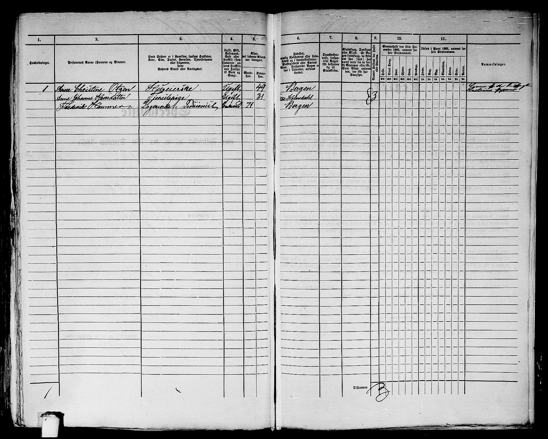 RA, 1865 census for Bergen, 1865, p. 4082