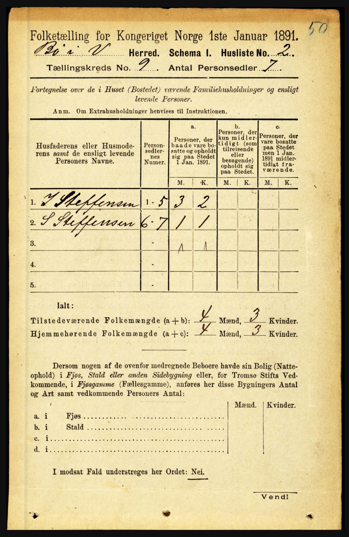 RA, 1891 census for 1867 Bø, 1891, p. 3219