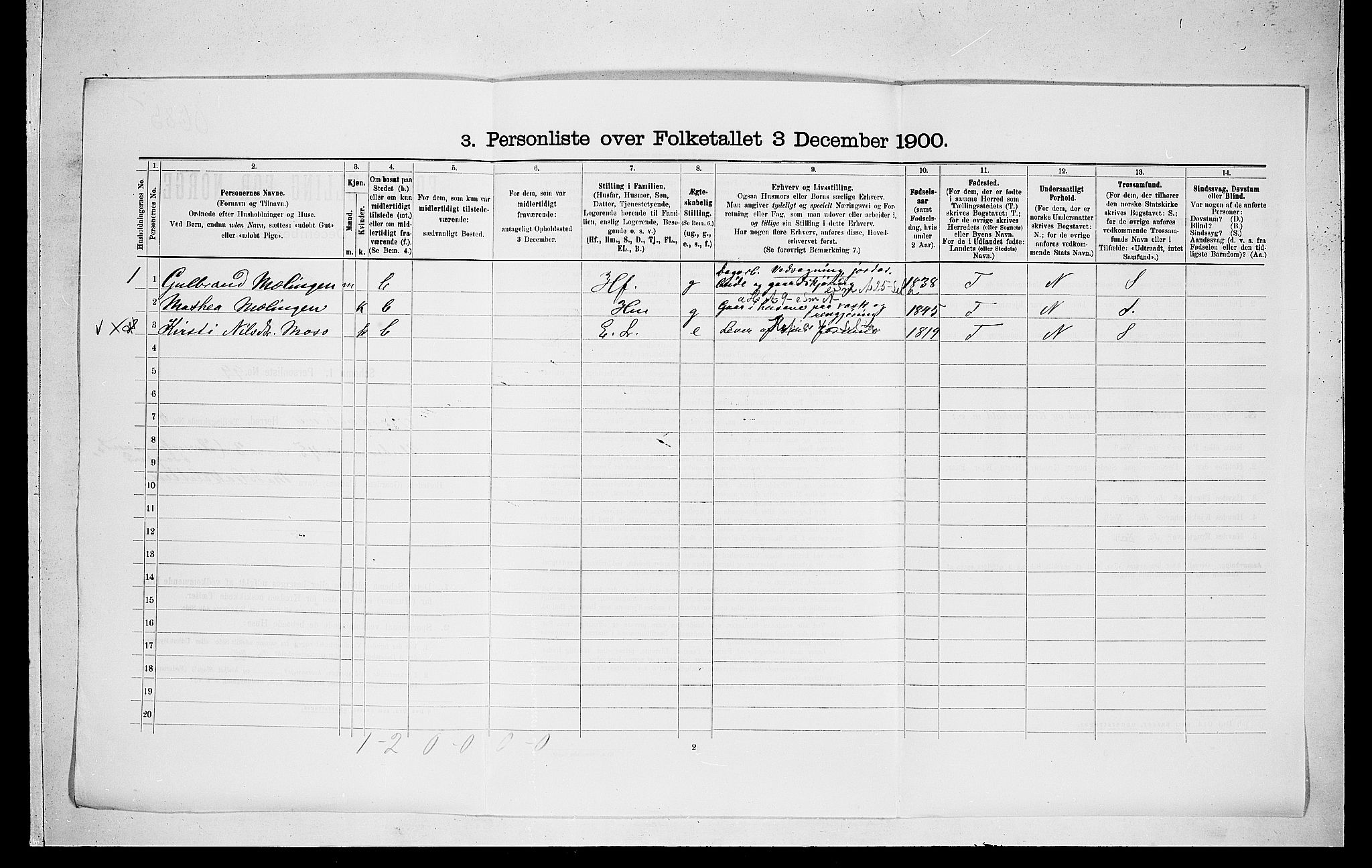 RA, 1900 census for Norderhov, 1900, p. 1126