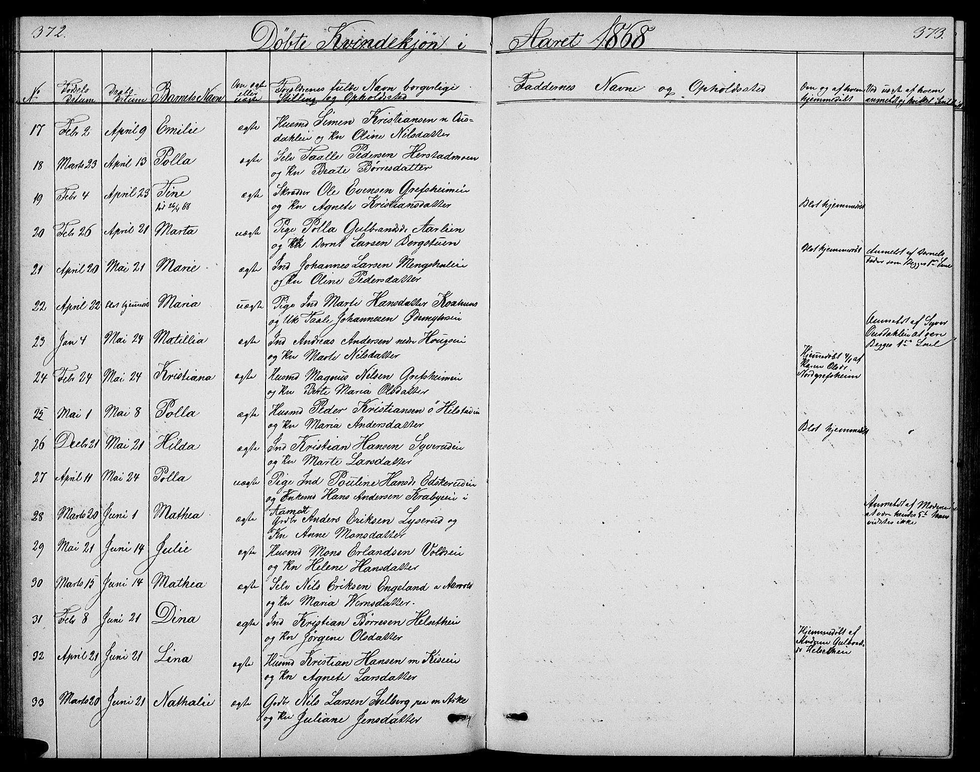 Nes prestekontor, Hedmark, AV/SAH-PREST-020/L/La/L0005: Parish register (copy) no. 5, 1852-1889, p. 372-373