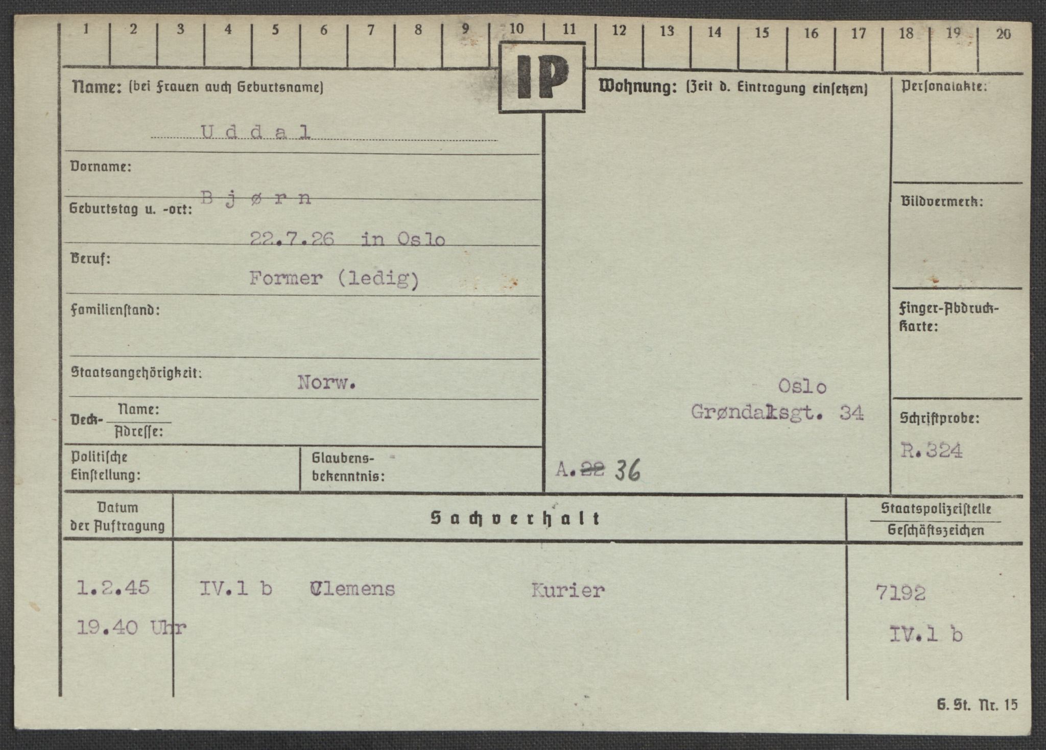 Befehlshaber der Sicherheitspolizei und des SD, AV/RA-RAFA-5969/E/Ea/Eaa/L0010: Register over norske fanger i Møllergata 19: Sø-Å, 1940-1945, p. 610