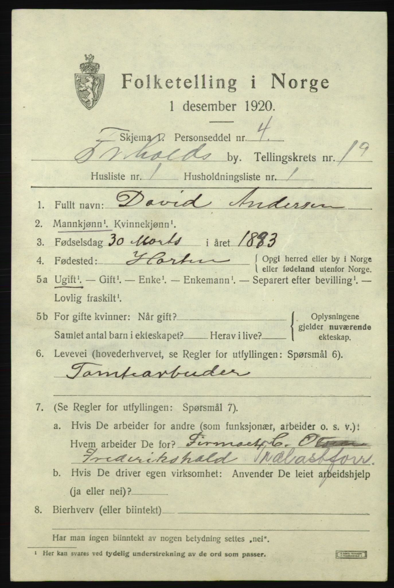 SAO, 1920 census for Fredrikshald, 1920, p. 28048