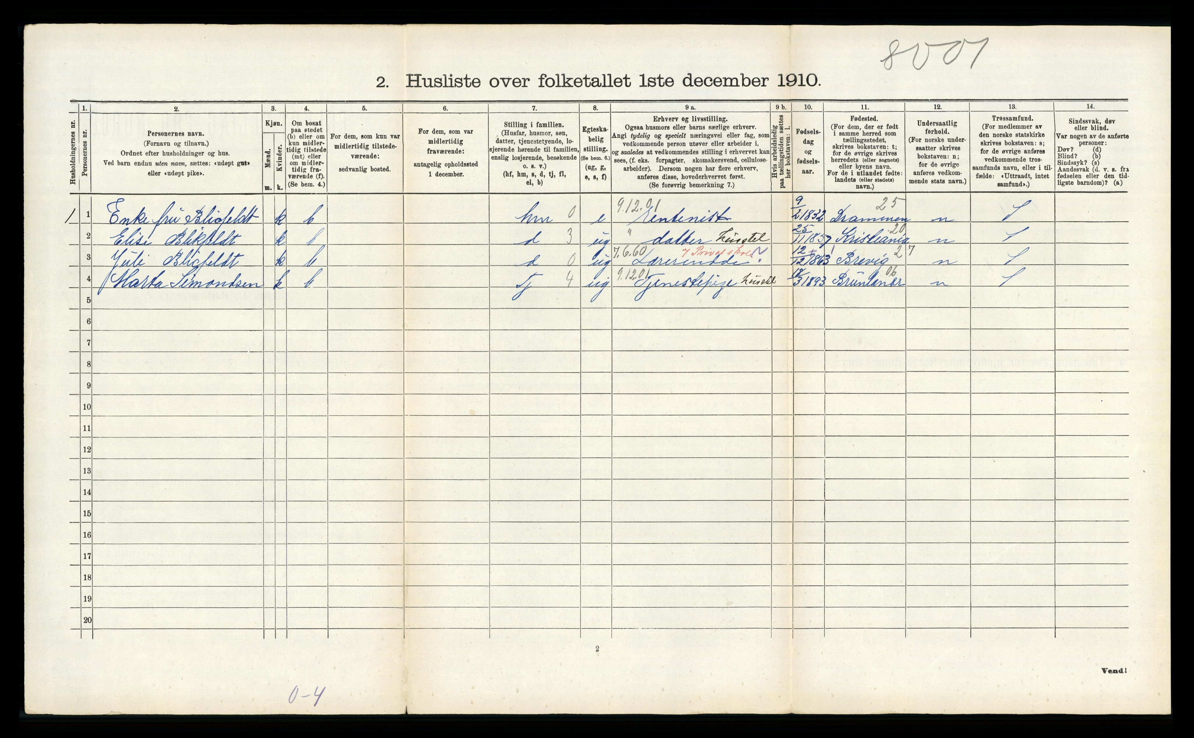 RA, 1910 census for Gjerpen, 1910, p. 272