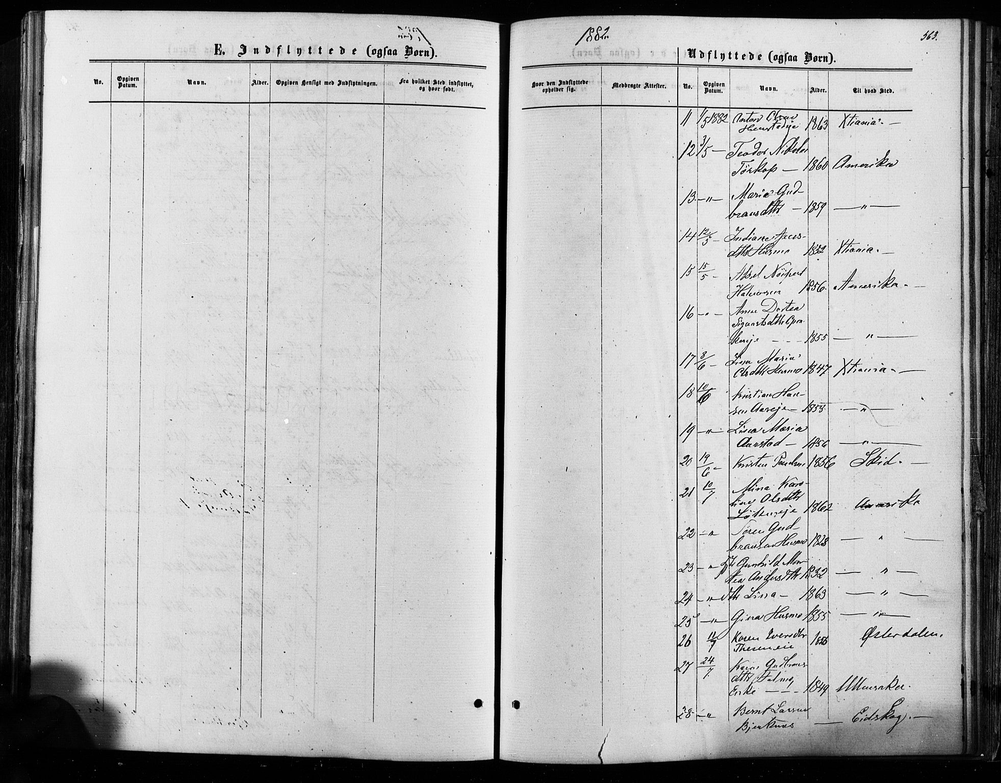 Nes prestekontor Kirkebøker, AV/SAO-A-10410/F/Fa/L0009: Parish register (official) no. I 9, 1875-1882, p. 563