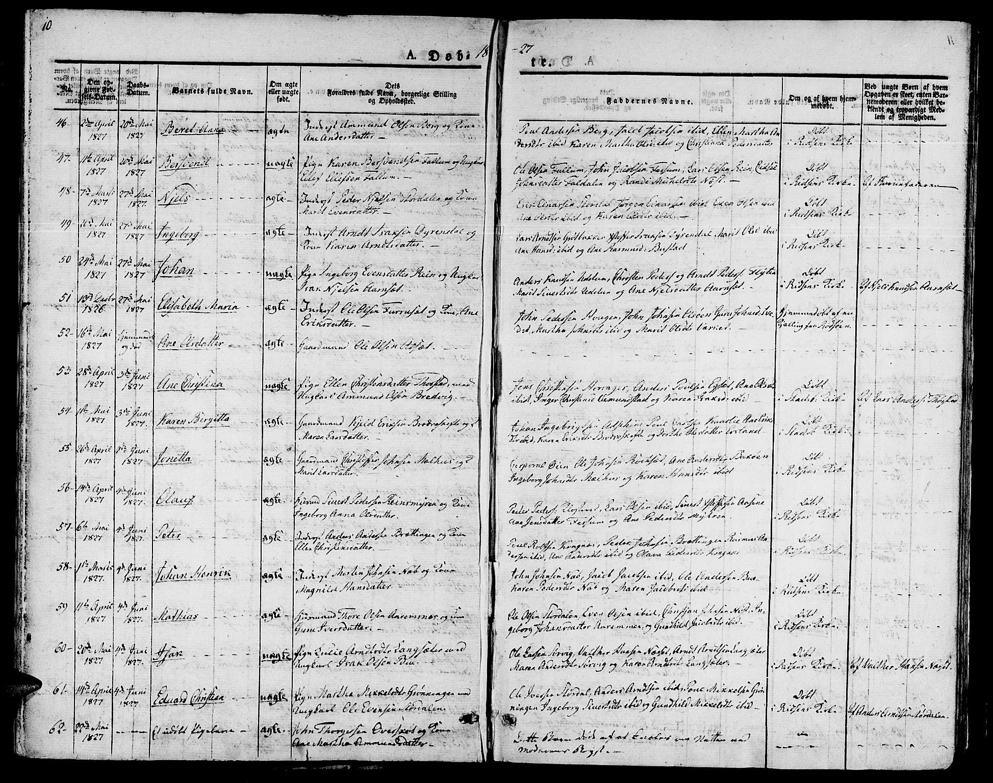 Ministerialprotokoller, klokkerbøker og fødselsregistre - Sør-Trøndelag, SAT/A-1456/646/L0609: Parish register (official) no. 646A07, 1826-1838, p. 10