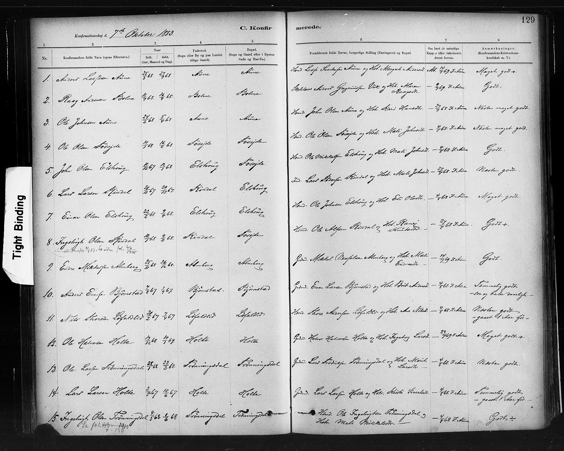 Ministerialprotokoller, klokkerbøker og fødselsregistre - Møre og Romsdal, AV/SAT-A-1454/598/L1069: Parish register (official) no. 598A03, 1882-1895, p. 129