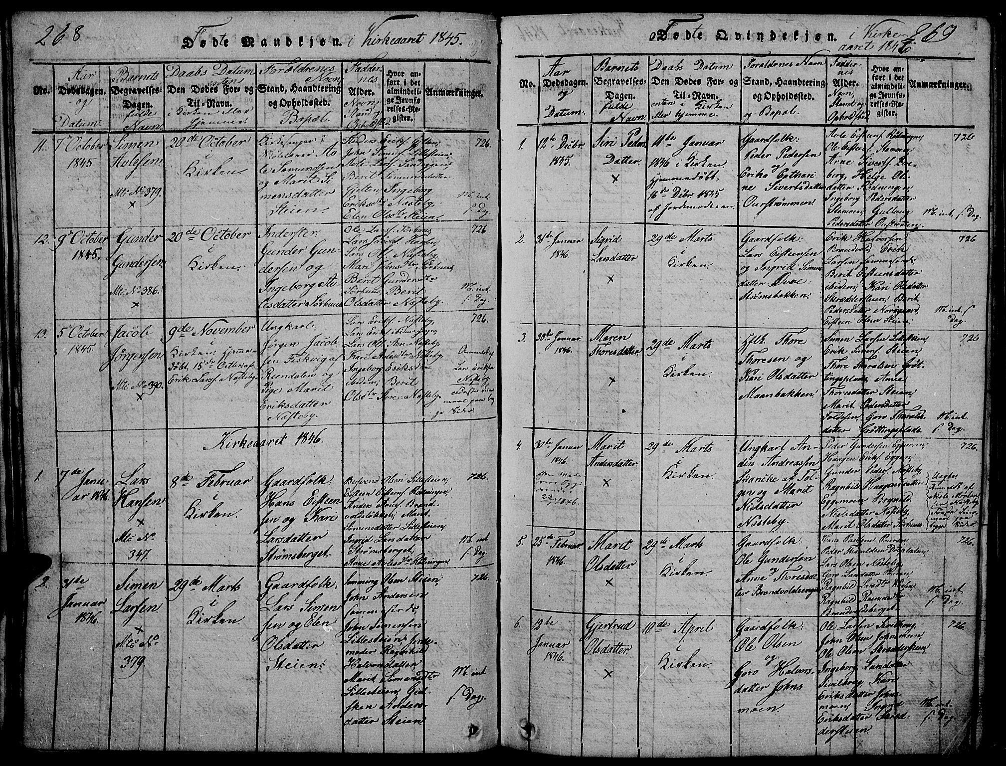 Tynset prestekontor, SAH/PREST-058/H/Ha/Hab/L0002: Parish register (copy) no. 2, 1814-1862, p. 268-269