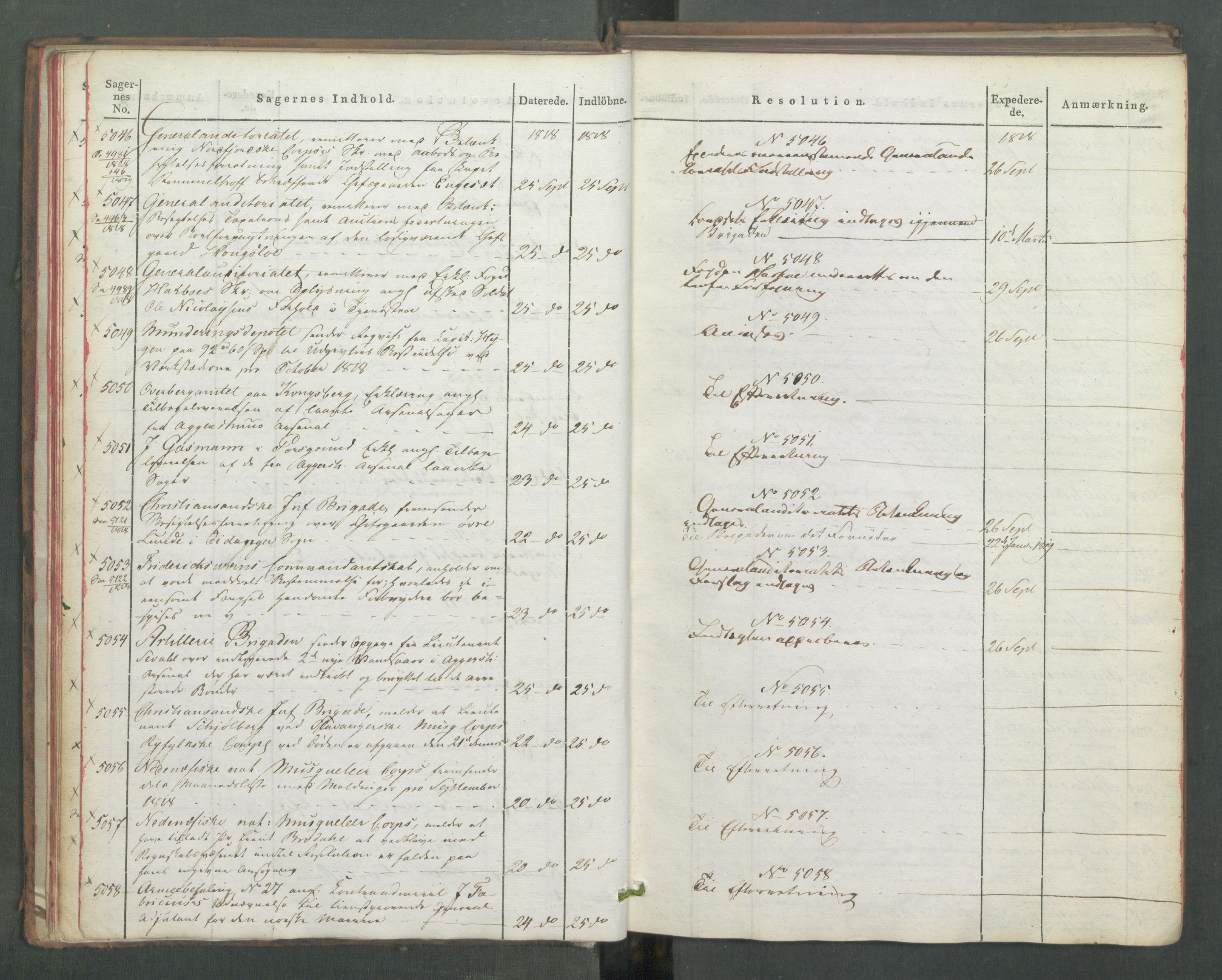 Armédepartementet, AV/RA-RAFA-3493/C/Ca/L0016: 6. Departements Journal, 1818