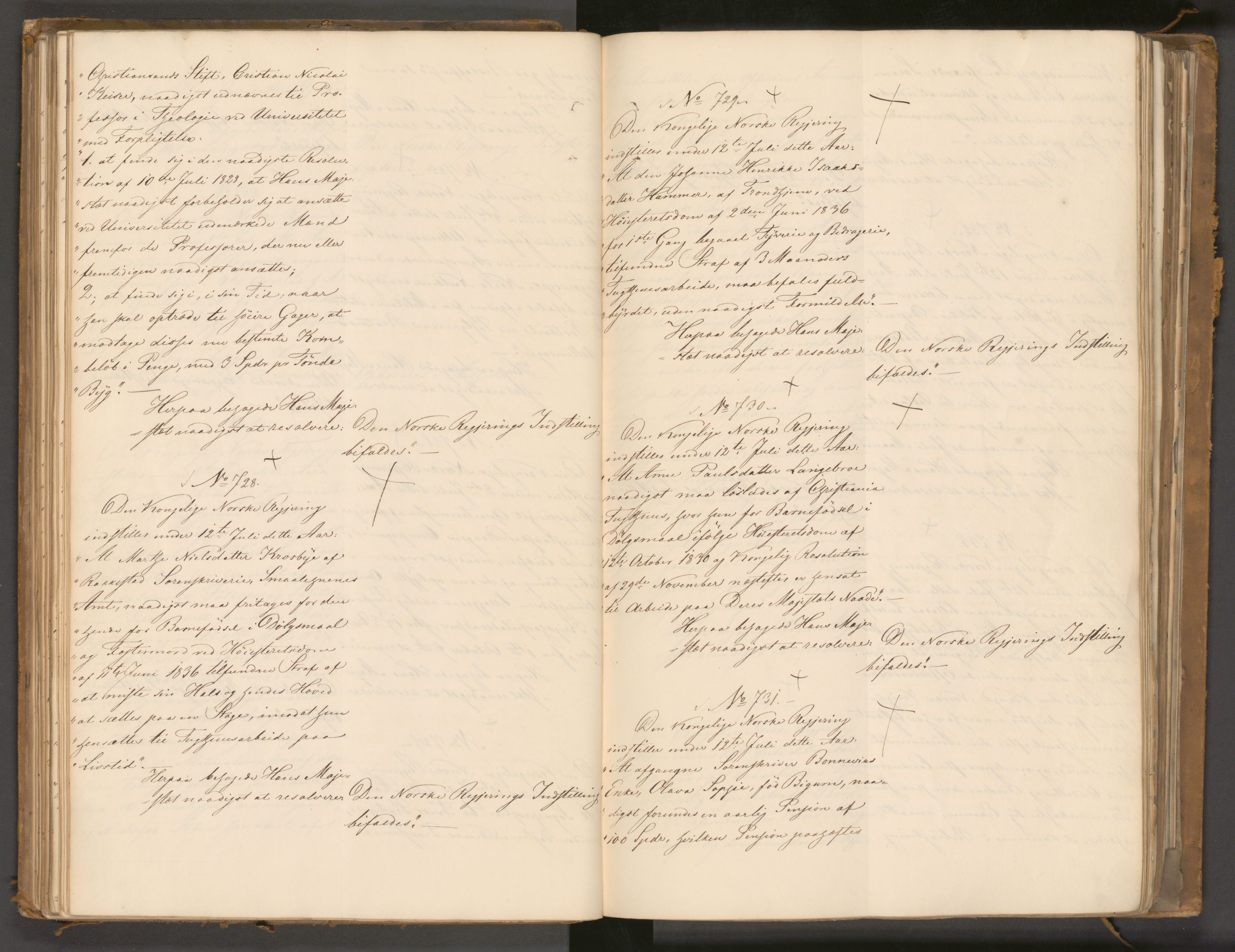 Statsrådssekretariatet, AV/RA-S-1001/A/Ab/L0043: Kgl. res. nr. 632-1192, 2. halvår, 1836
