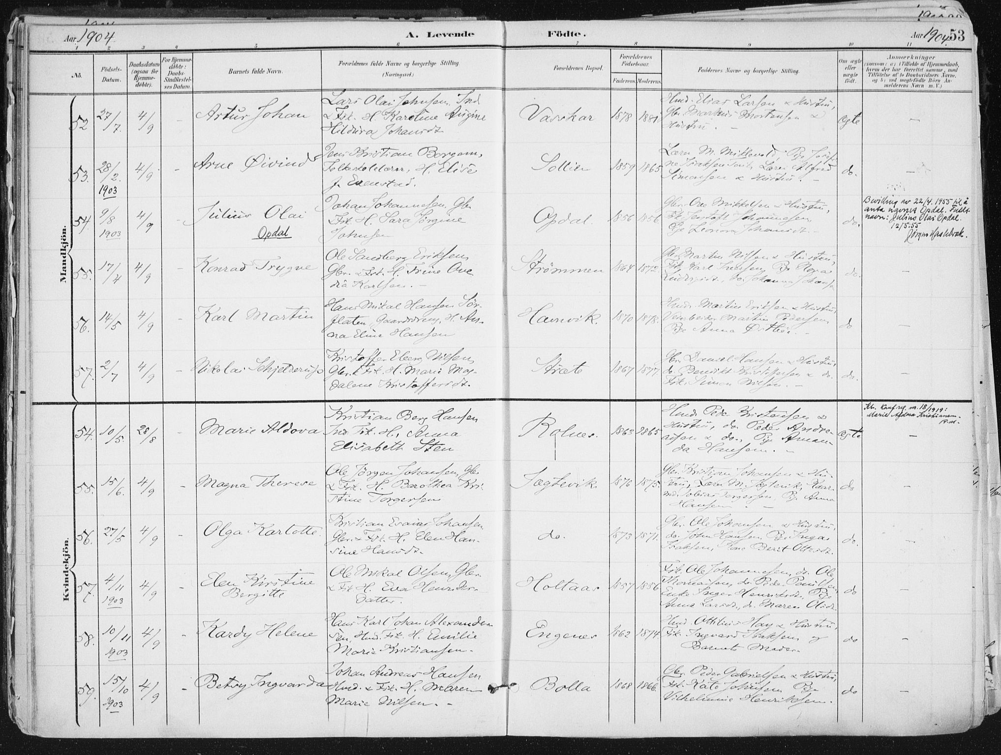 Ibestad sokneprestembete, AV/SATØ-S-0077/H/Ha/Haa/L0017kirke: Parish register (official) no. 17, 1901-1914, p. 53