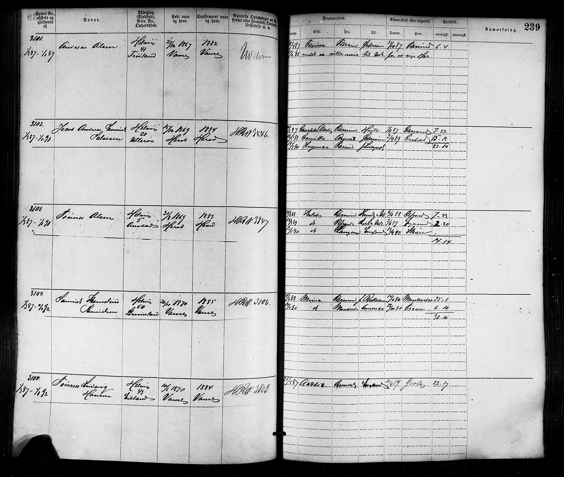 Farsund mønstringskrets, AV/SAK-2031-0017/F/Fa/L0006: Annotasjonsrulle nr 1911-3805 med register, Z-3, 1877-1894, p. 271