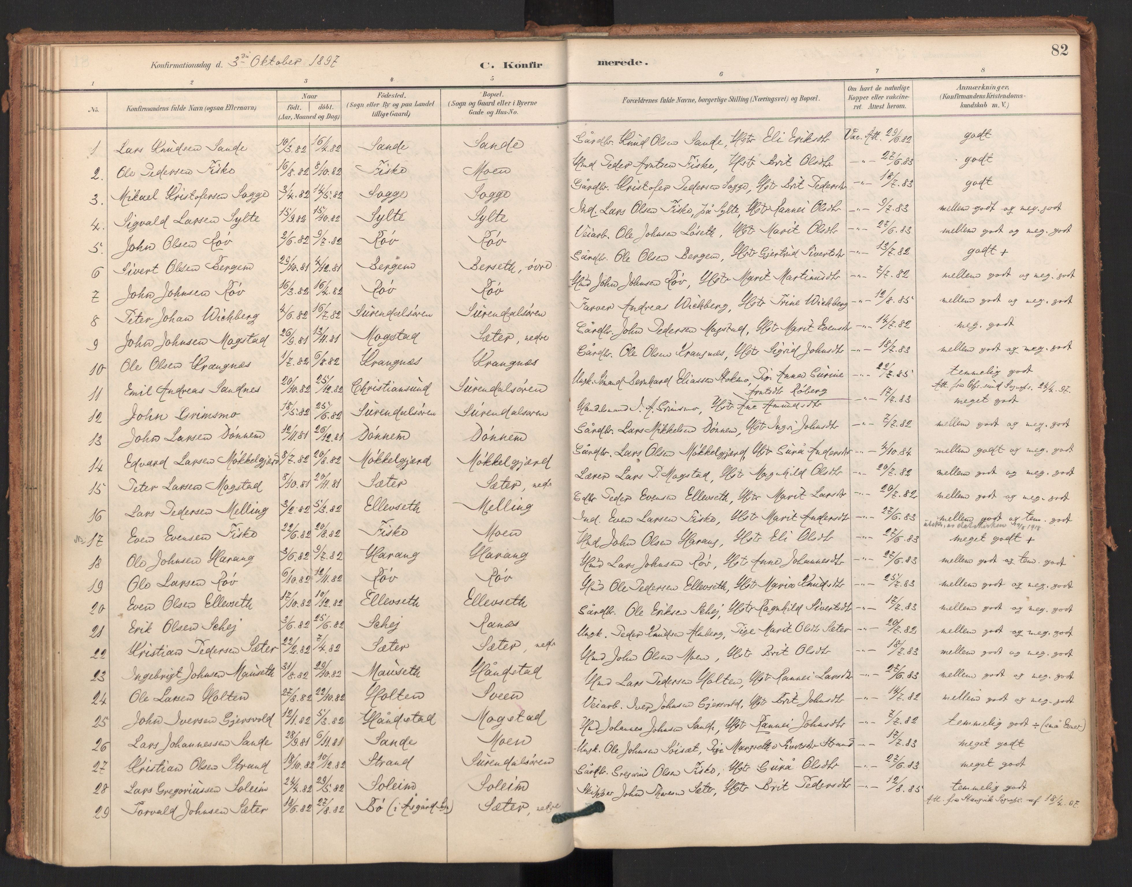 Ministerialprotokoller, klokkerbøker og fødselsregistre - Møre og Romsdal, SAT/A-1454/596/L1056: Parish register (official) no. 596A01, 1885-1900, p. 82