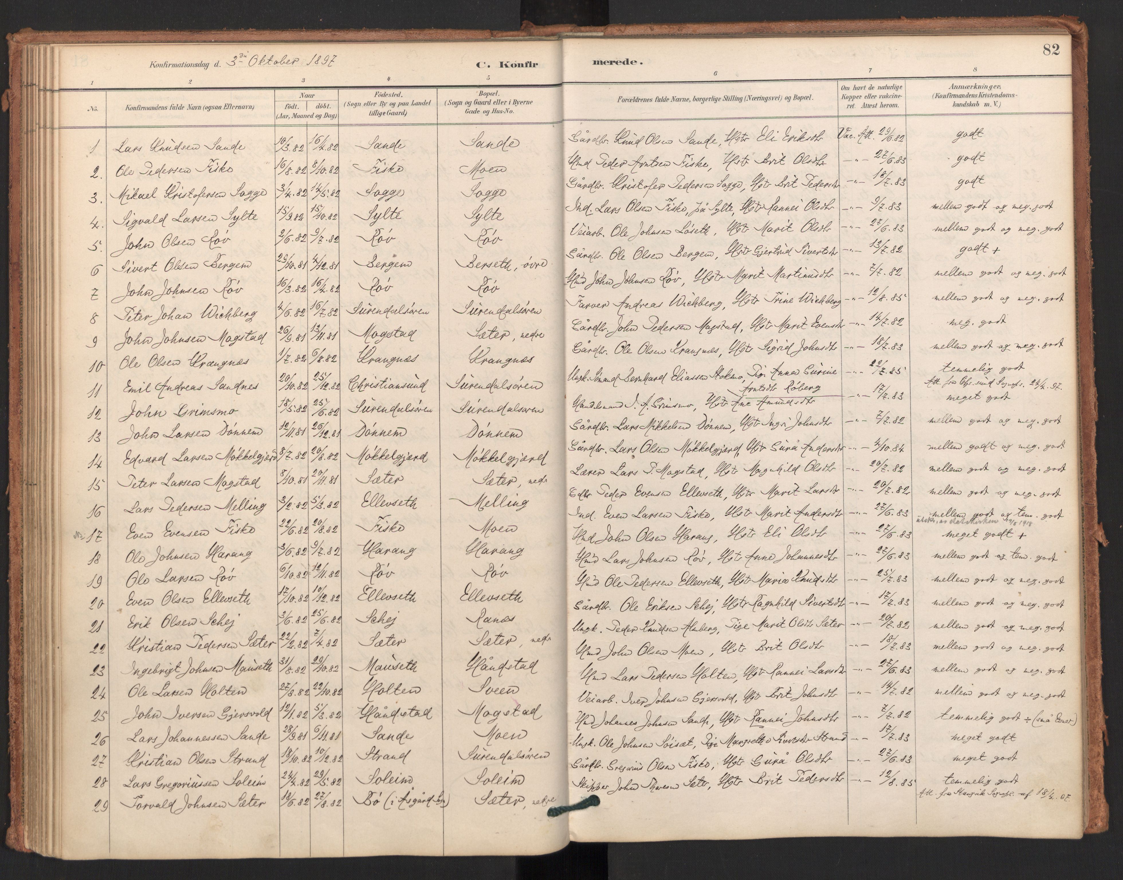 Ministerialprotokoller, klokkerbøker og fødselsregistre - Møre og Romsdal, AV/SAT-A-1454/596/L1056: Parish register (official) no. 596A01, 1885-1900, p. 82