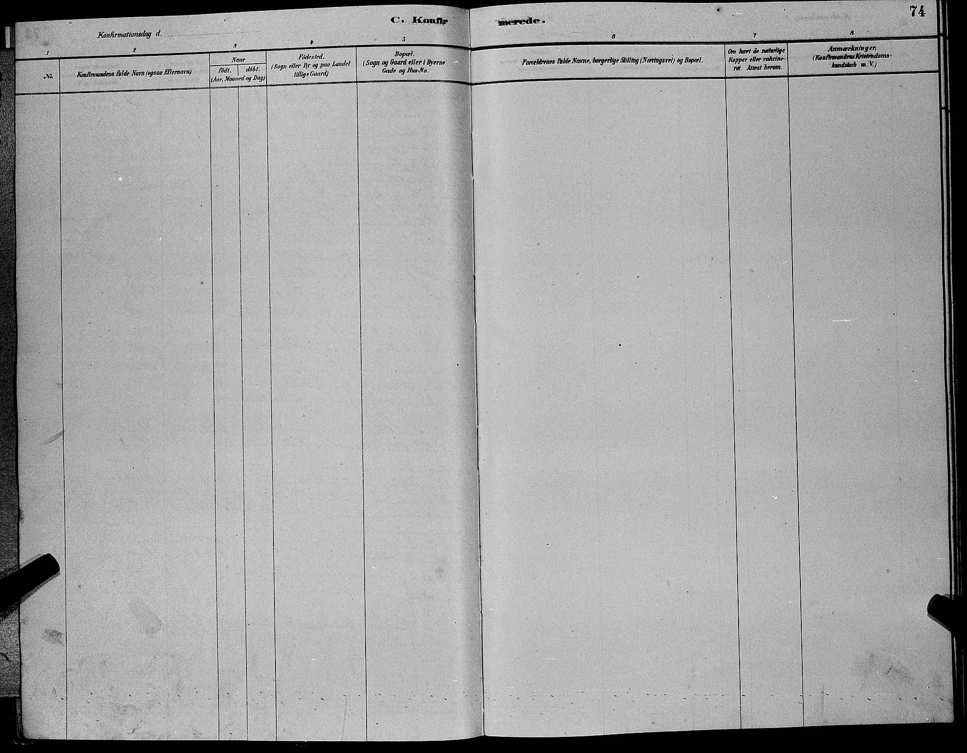 Hole kirkebøker, SAKO/A-228/G/Gb/L0002: Parish register (copy) no. II 2, 1878-1889, p. 74