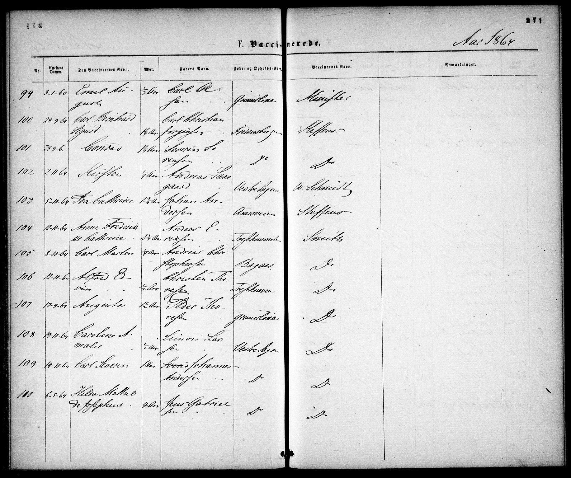 Gamle Aker prestekontor Kirkebøker, AV/SAO-A-10617a/F/L0001: Parish register (official) no. 1, 1861-1865, p. 271