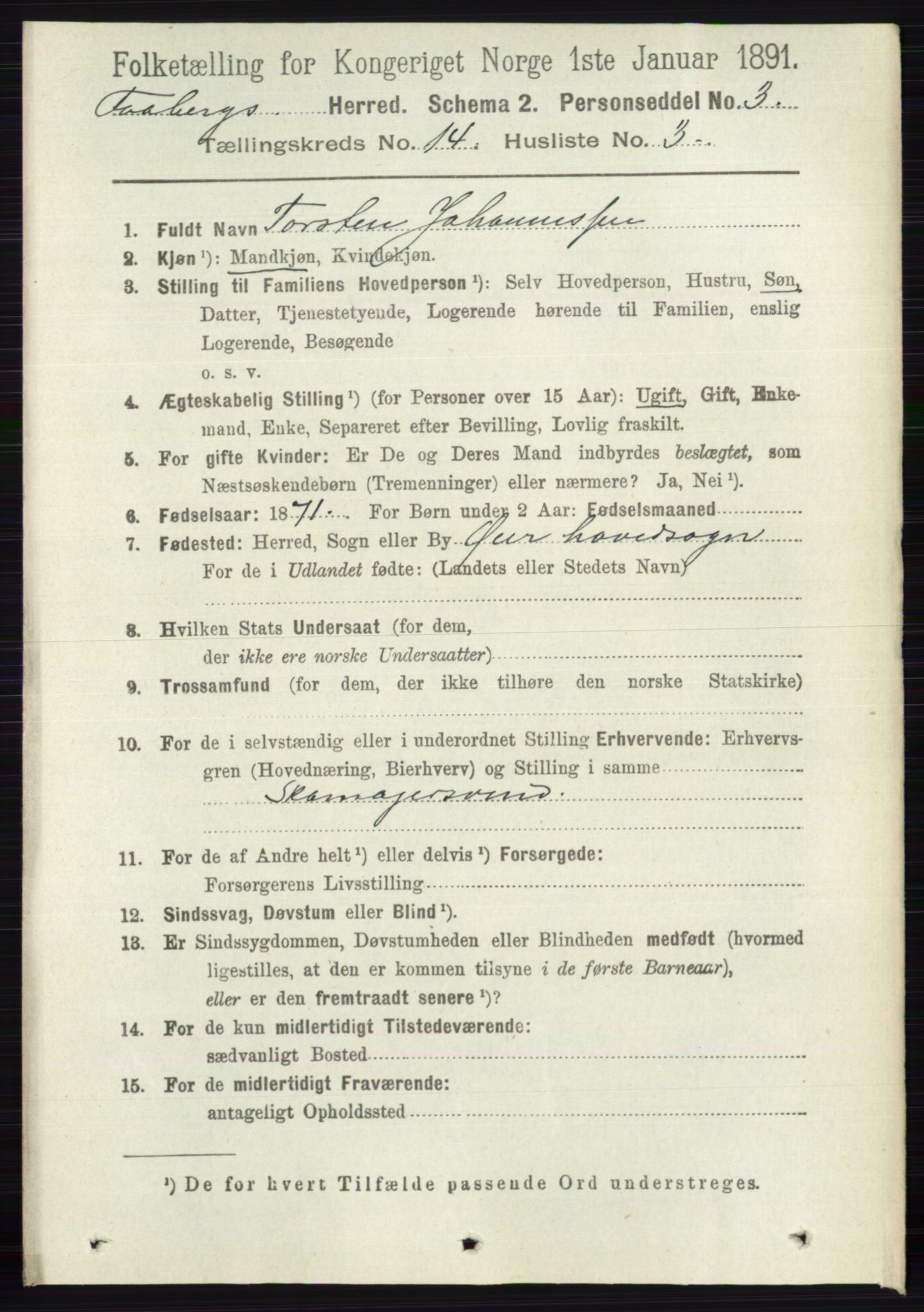 RA, 1891 census for 0524 Fåberg, 1891, p. 5660