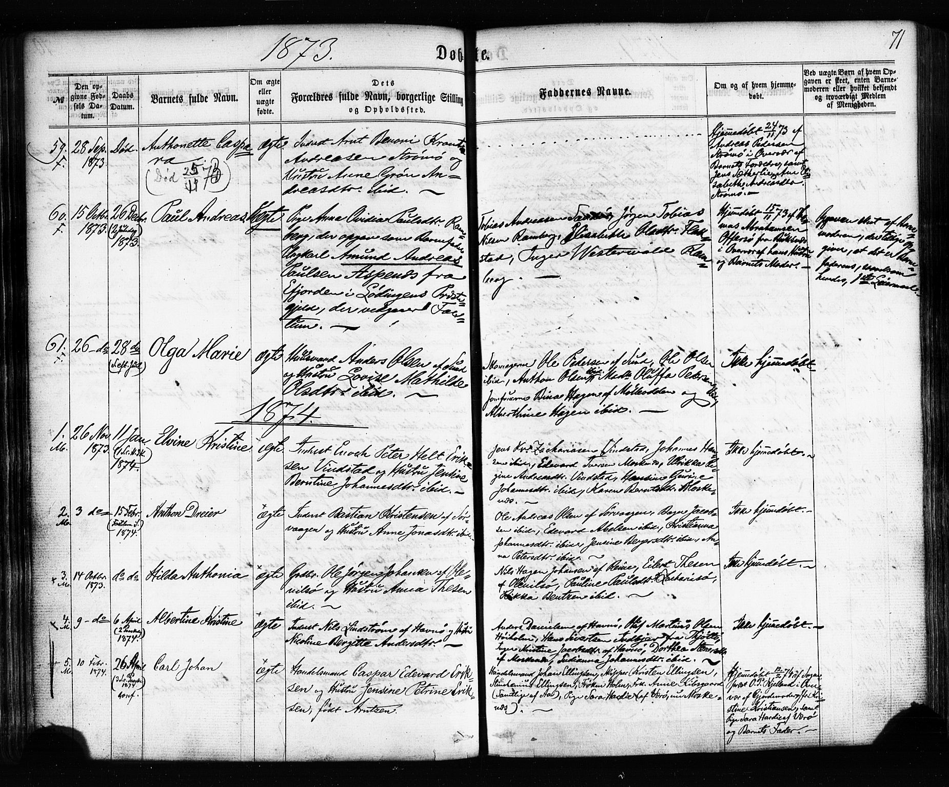 Ministerialprotokoller, klokkerbøker og fødselsregistre - Nordland, SAT/A-1459/885/L1203: Parish register (official) no. 885A04, 1859-1877, p. 71
