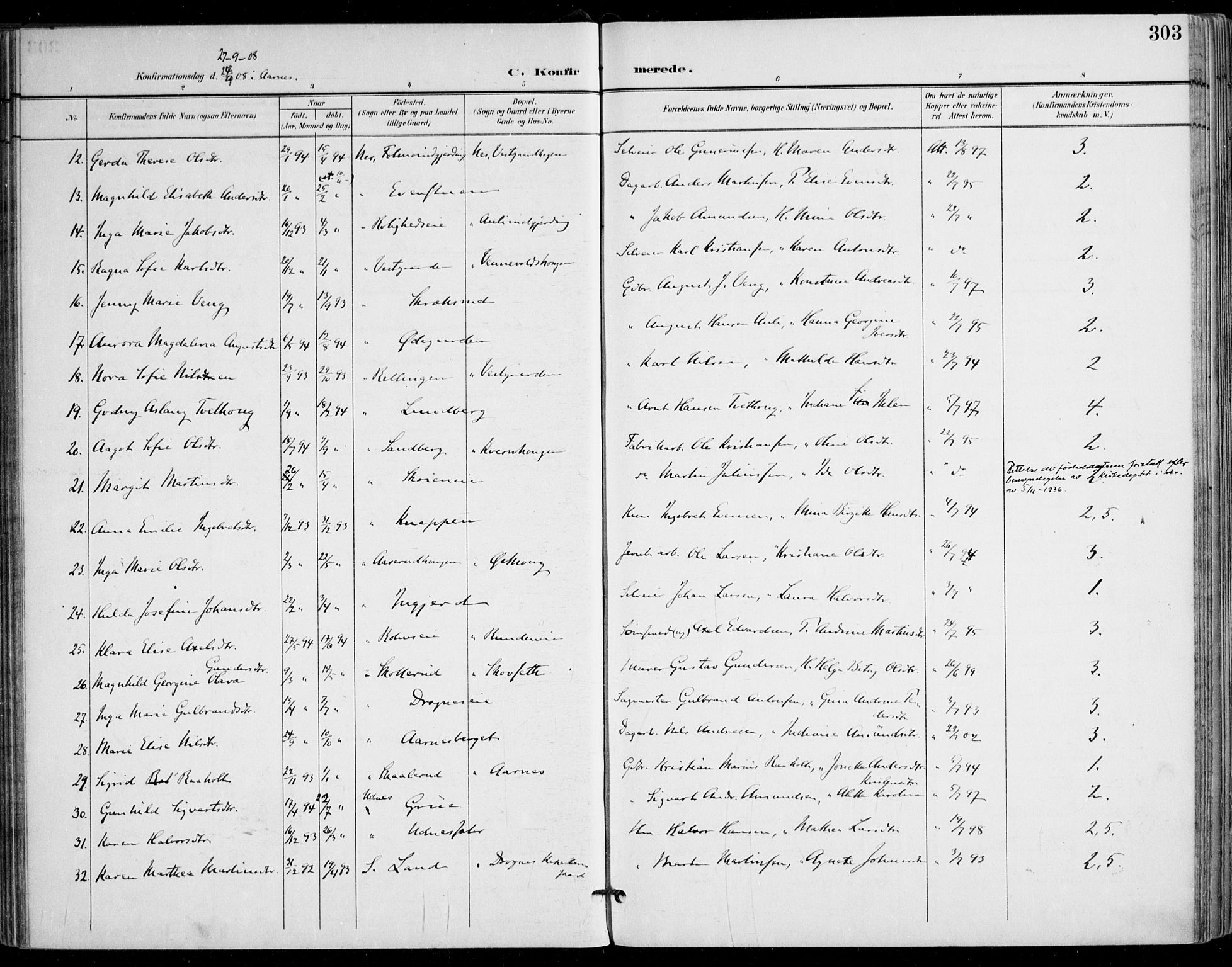 Nes prestekontor Kirkebøker, AV/SAO-A-10410/F/Fa/L0011: Parish register (official) no. I 11, 1899-1918, p. 303