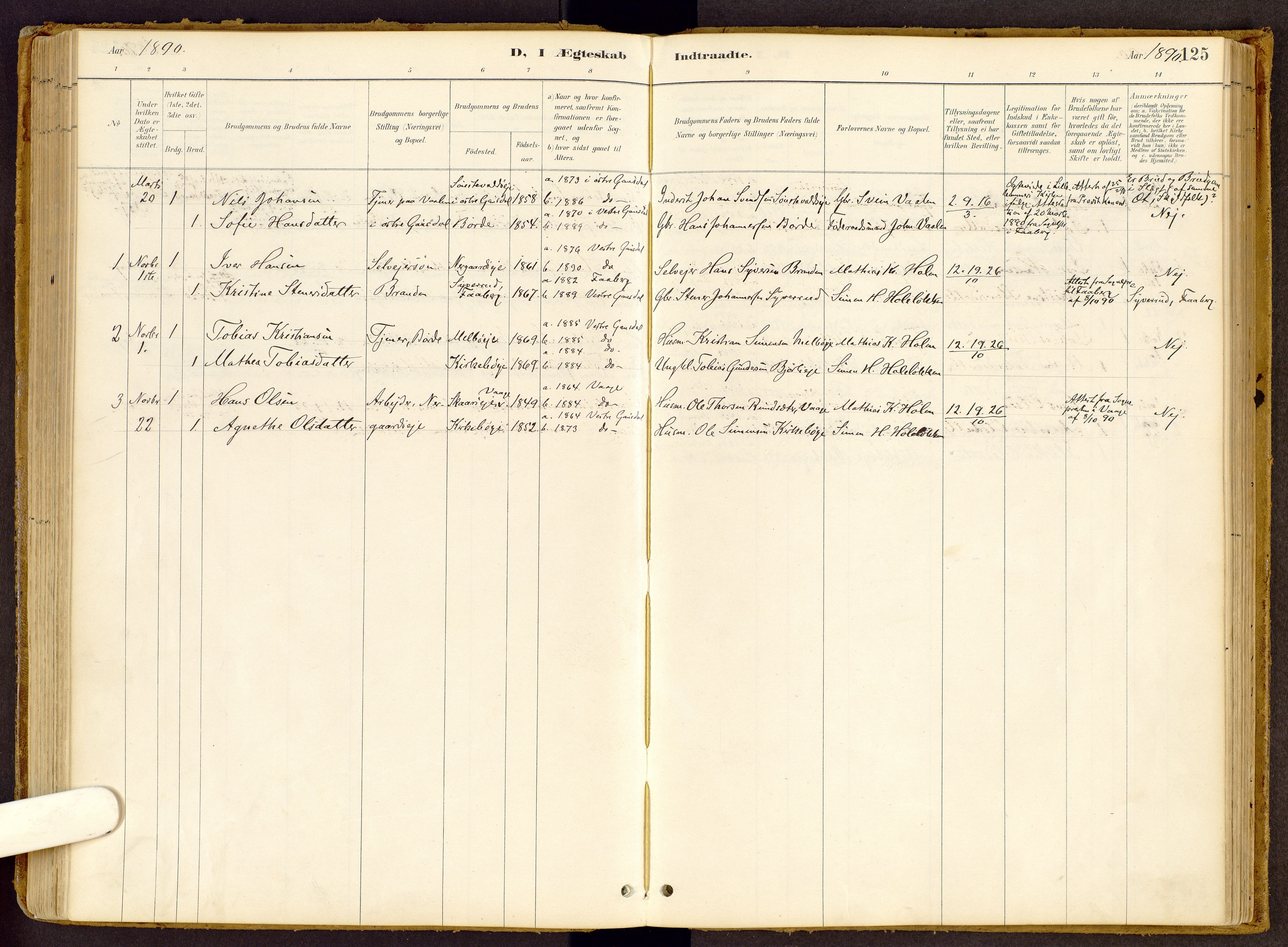 Vestre Gausdal prestekontor, SAH/PREST-094/H/Ha/Haa/L0002: Parish register (official) no. 2, 1887-1918, p. 125