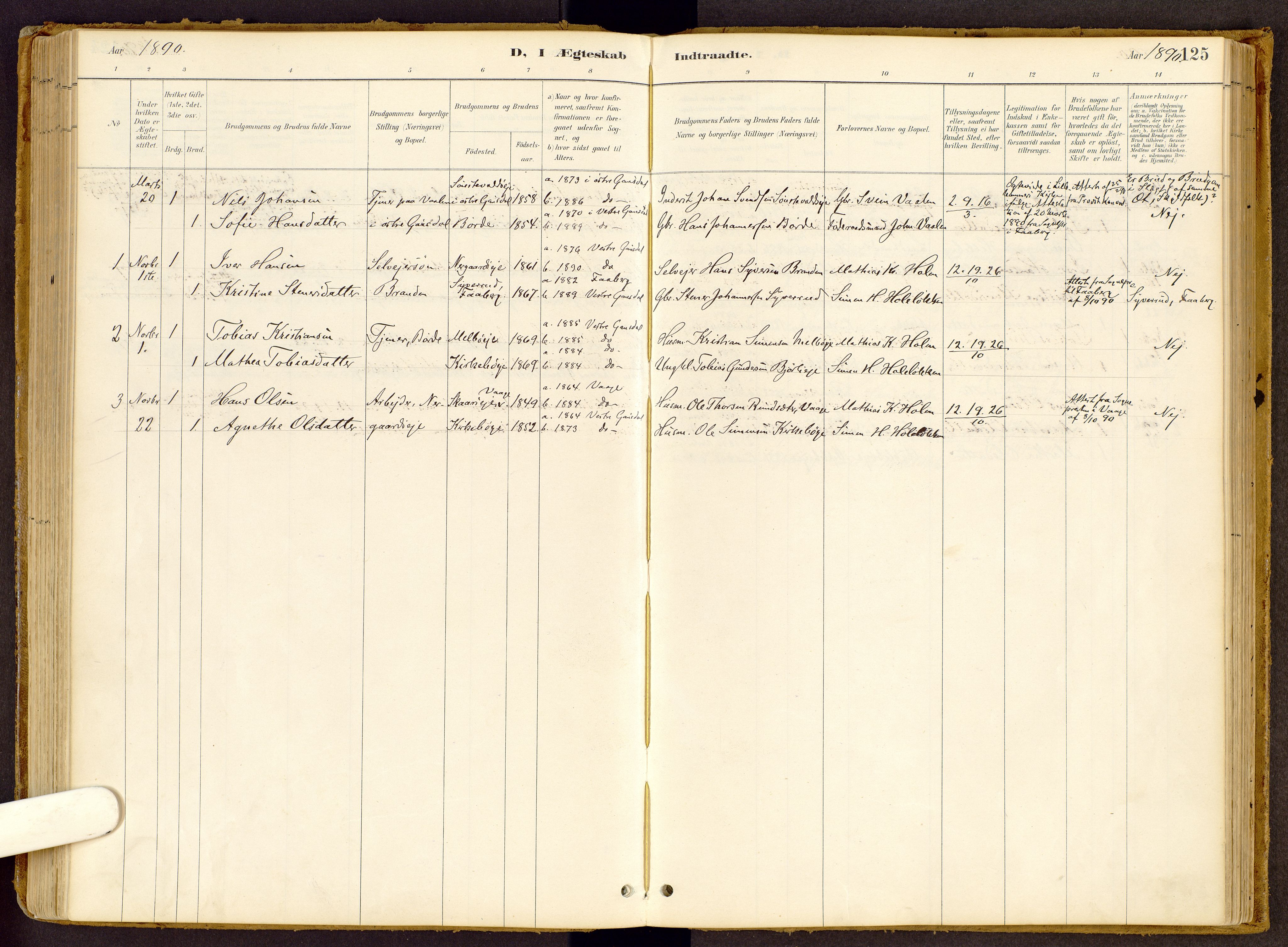 Vestre Gausdal prestekontor, AV/SAH-PREST-094/H/Ha/Haa/L0002: Parish register (official) no. 2, 1887-1918, p. 125