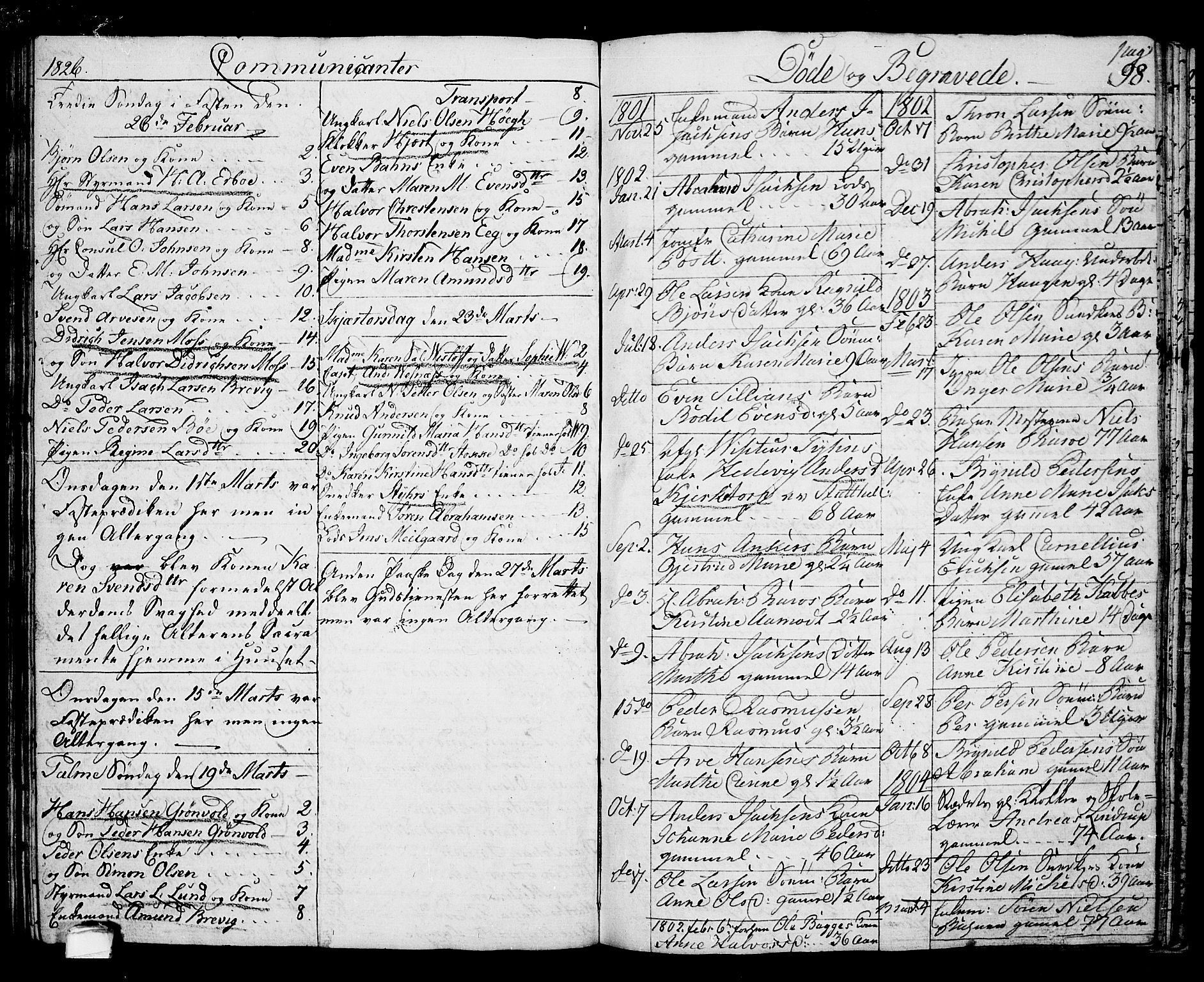 Langesund kirkebøker, SAKO/A-280/G/Ga/L0002: Parish register (copy) no. 2, 1801-1815, p. 98