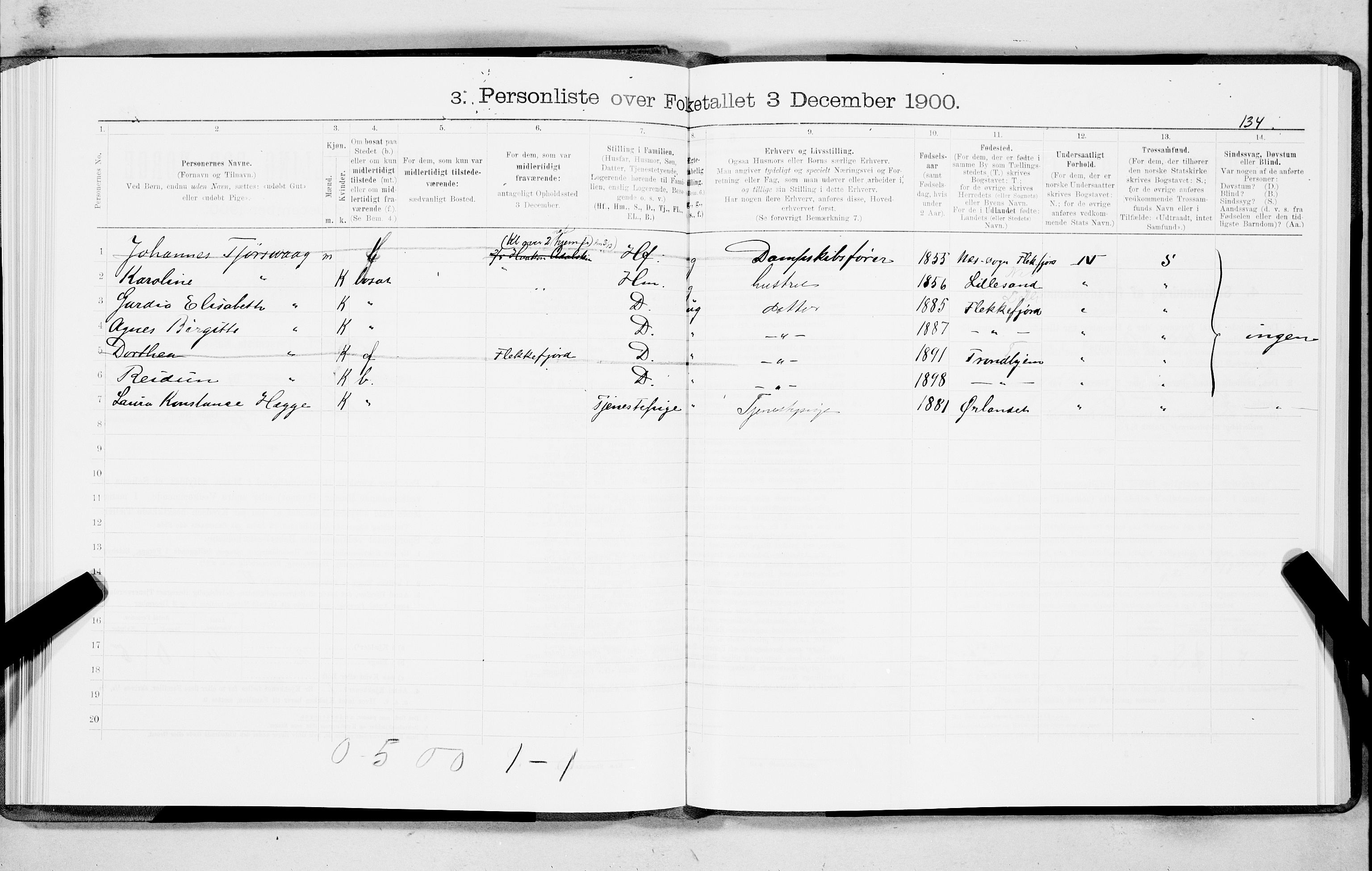 SAT, 1900 census for Trondheim, 1900, p. 12779