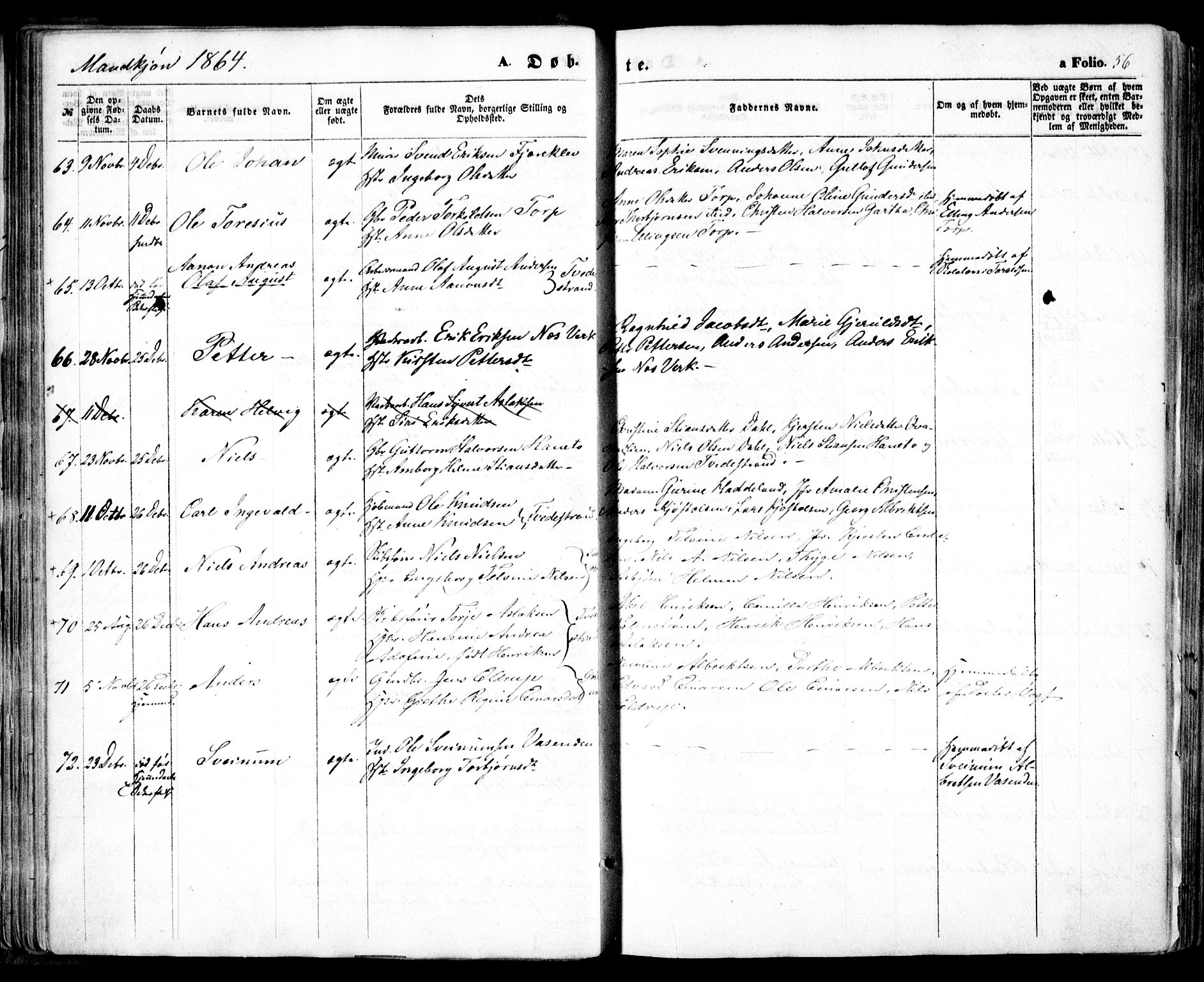 Holt sokneprestkontor, AV/SAK-1111-0021/F/Fa/L0009: Parish register (official) no. A 9, 1861-1871, p. 56