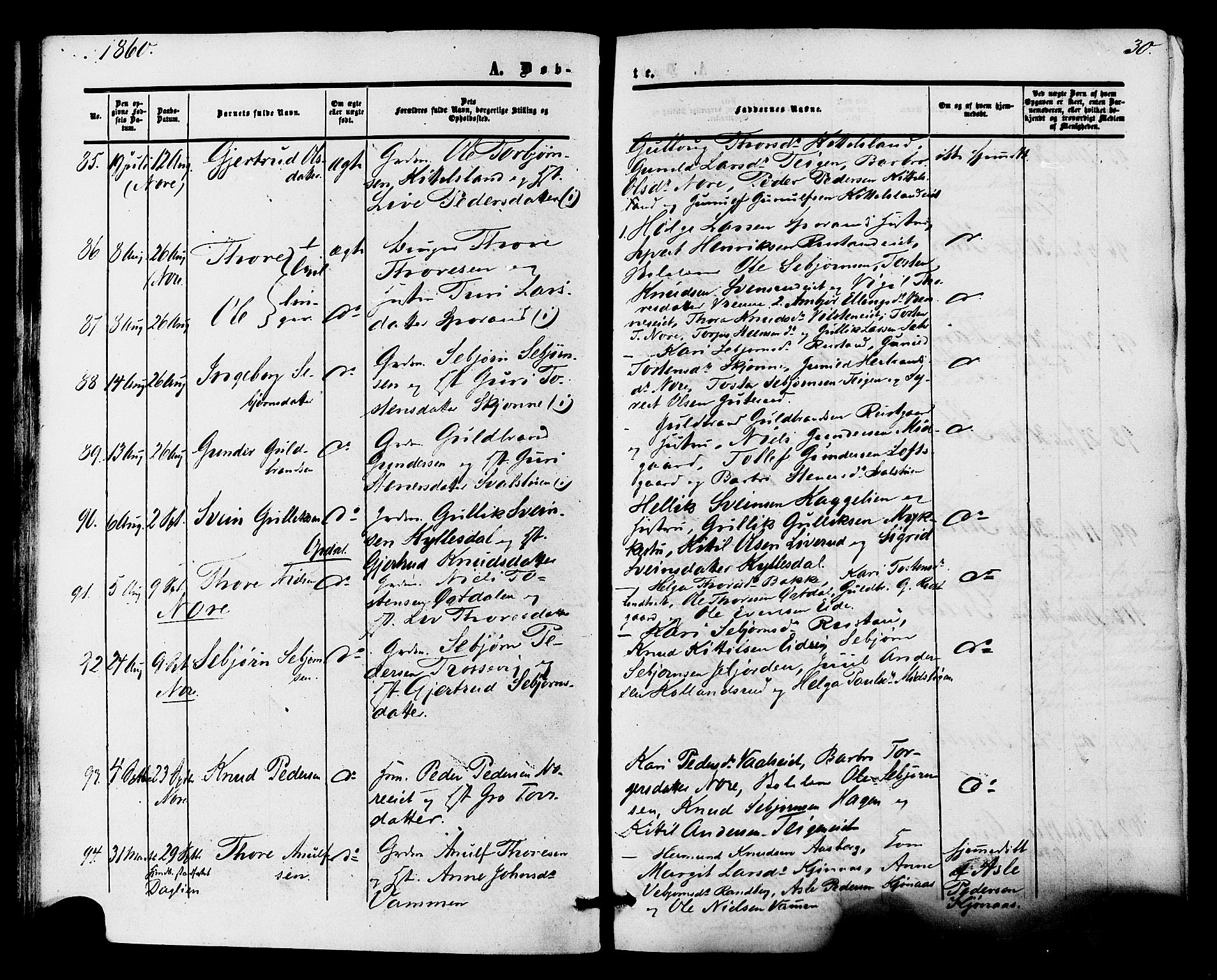 Nore kirkebøker, AV/SAKO-A-238/F/Fa/L0003: Parish register (official) no. I 3, 1858-1866, p. 30