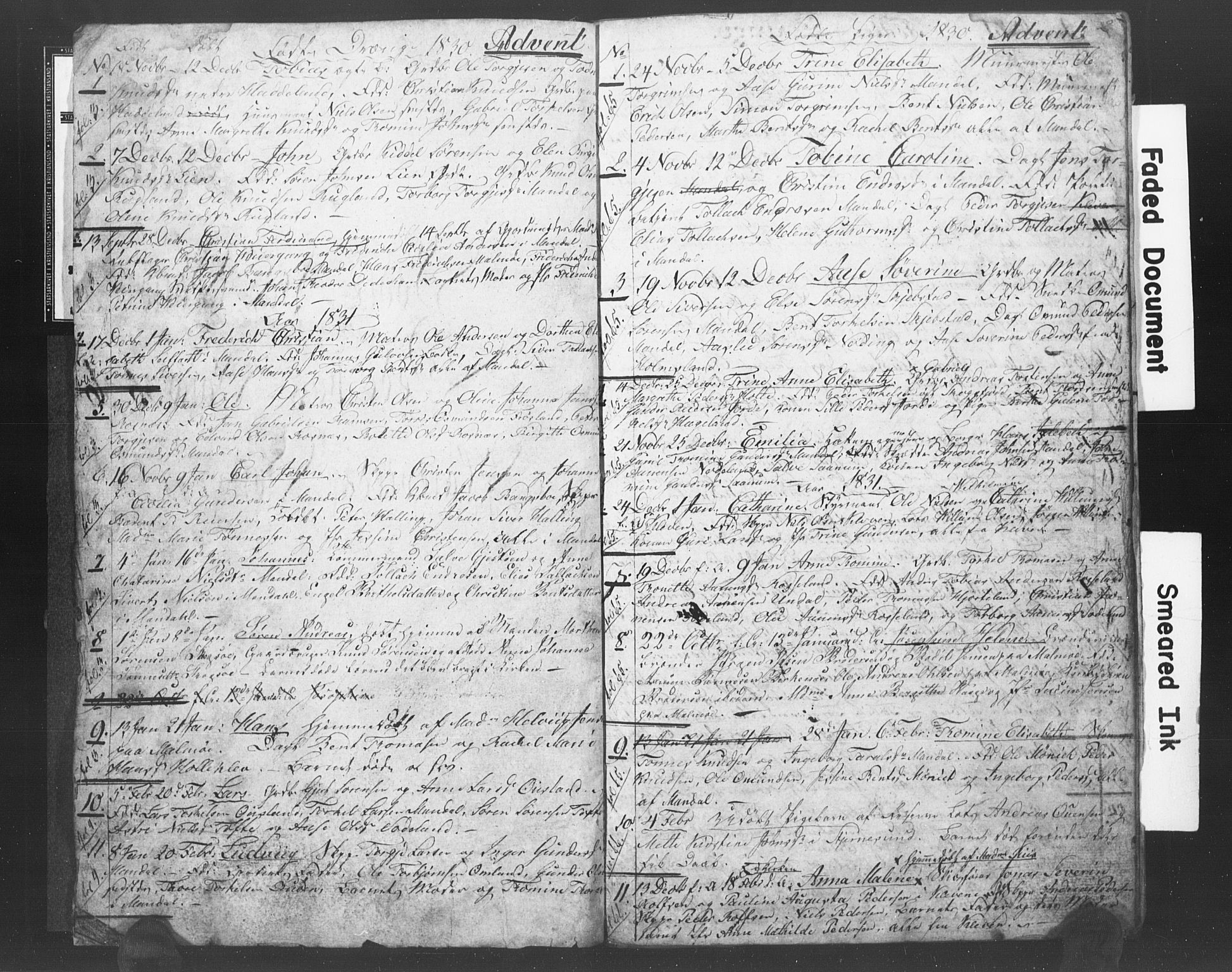 Mandal sokneprestkontor, SAK/1111-0030/F/Fb/Fba/L0003: Parish register (copy) no. B 1B, 1831-1834, p. 2