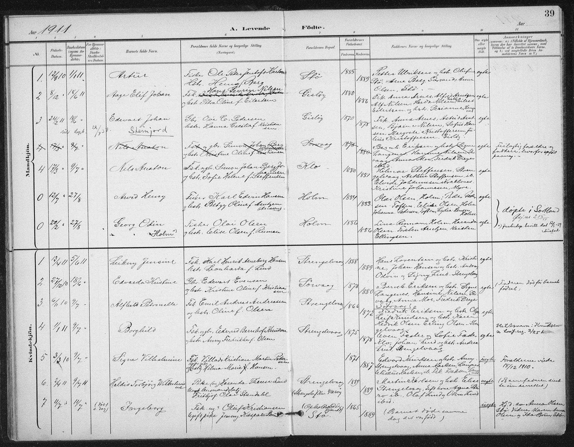 Ministerialprotokoller, klokkerbøker og fødselsregistre - Nordland, SAT/A-1459/894/L1356: Parish register (official) no. 894A02, 1897-1914, p. 39