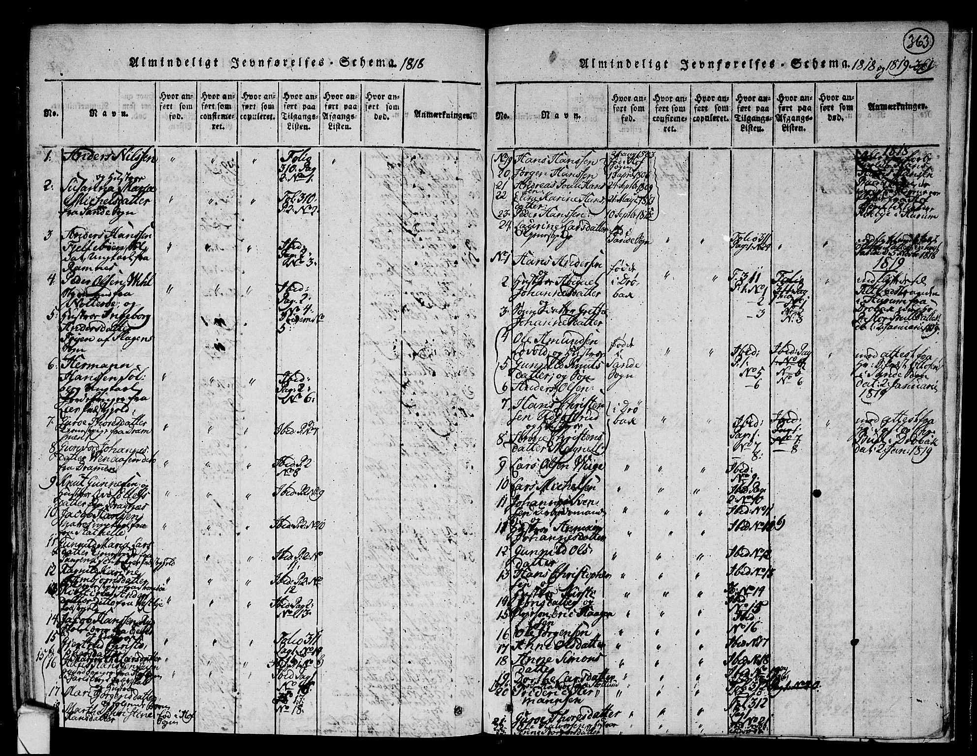 Hurum kirkebøker, AV/SAKO-A-229/F/Fa/L0009: Parish register (official) no. 9, 1816-1826, p. 363