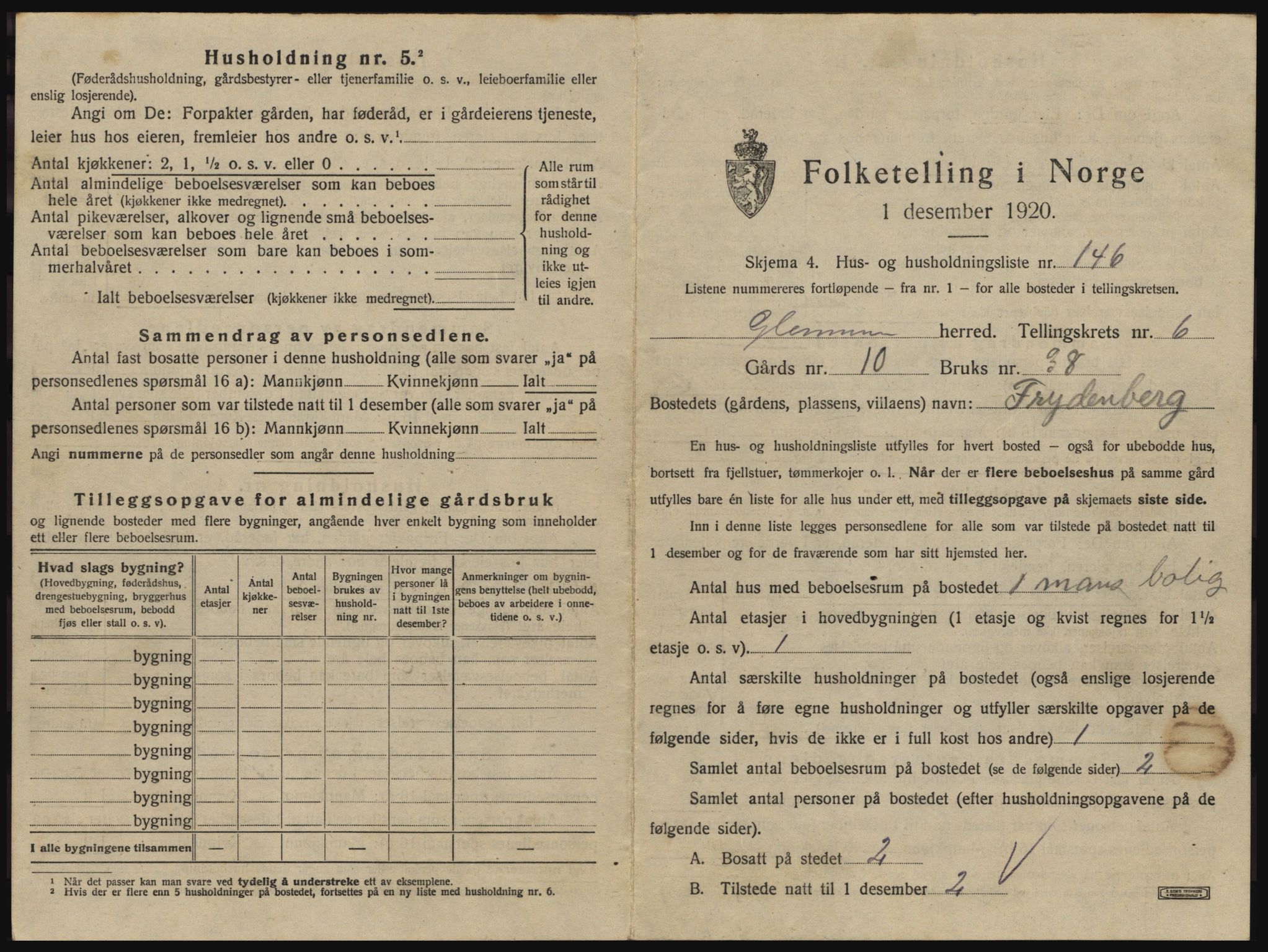 SAO, 1920 census for Glemmen, 1920, p. 2449