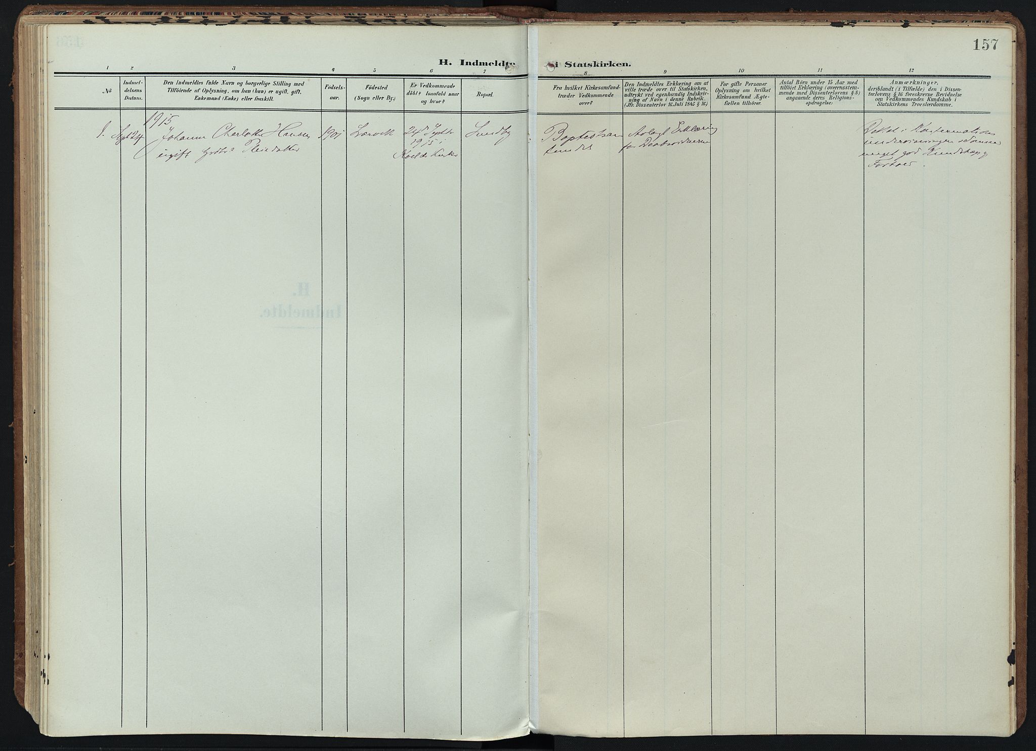 Hedrum kirkebøker, AV/SAKO-A-344/F/Fb/L0002: Parish register (official) no. II 2, 1906-1924, p. 157