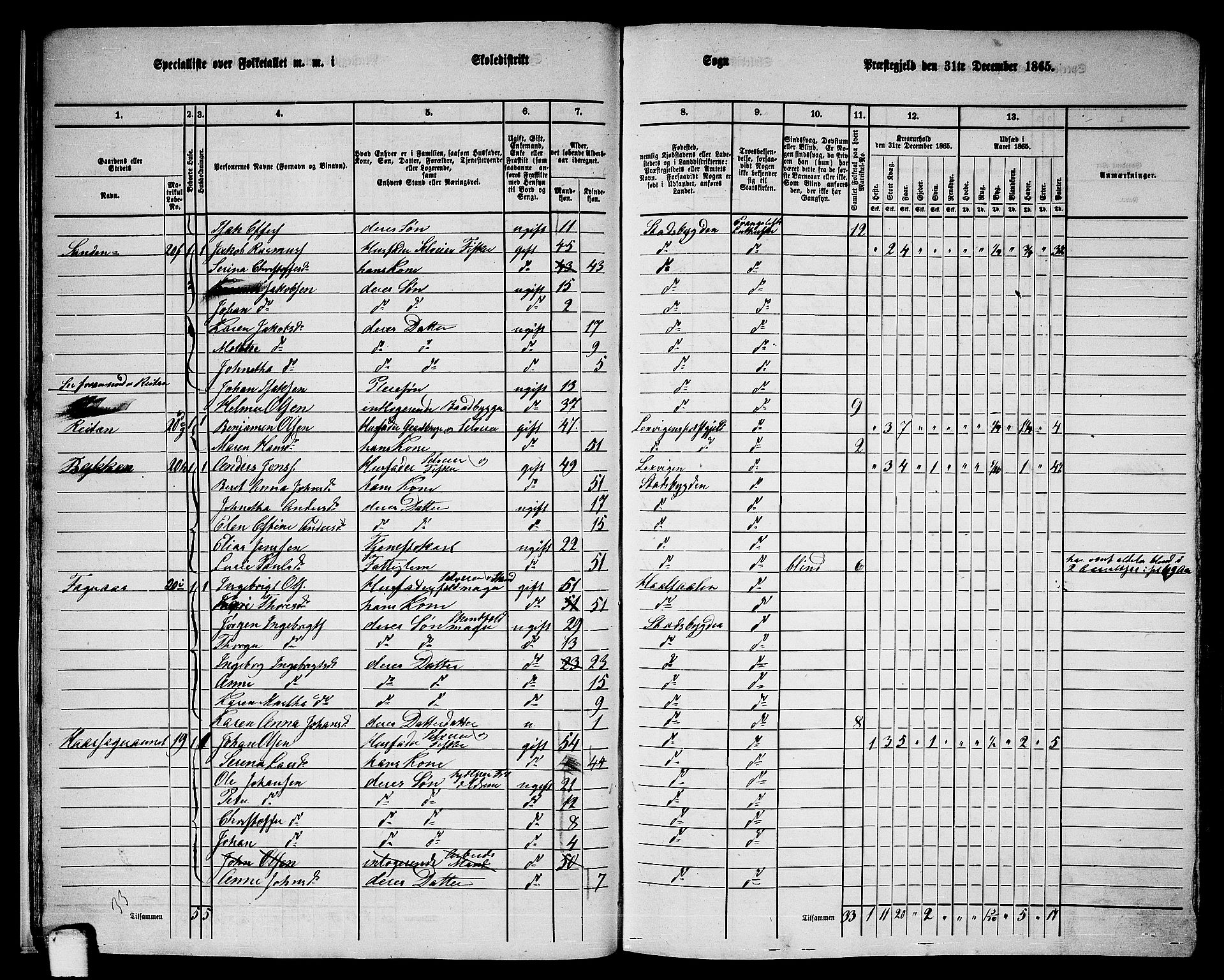 RA, 1865 census for Stadsbygd, 1865, p. 19