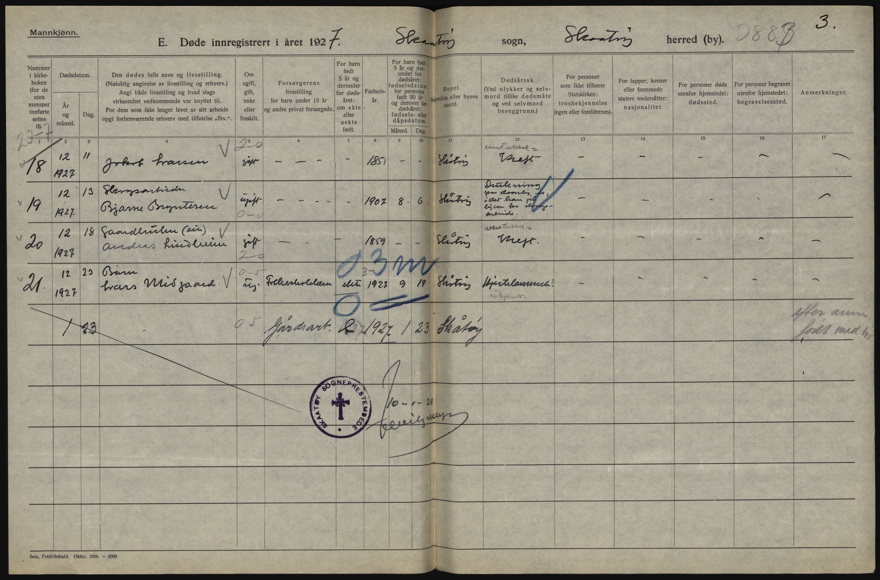 Statistisk sentralbyrå, Sosiodemografiske emner, Befolkning, AV/RA-S-2228/D/Df/Dfc/Dfcg/L0020: Telemark fylke: Gifte, døde. Bygder og byer., 1927, p. 308