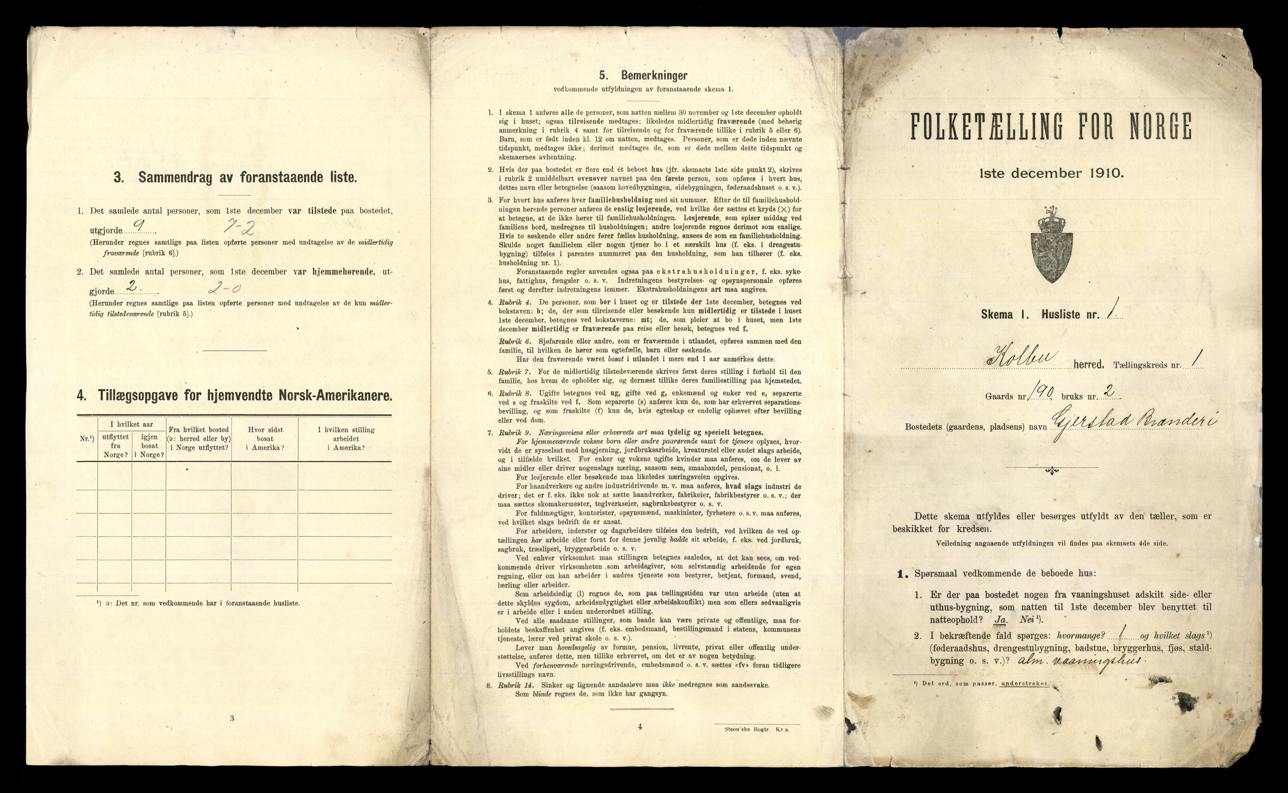 RA, 1910 census for Kolbu, 1910, p. 30