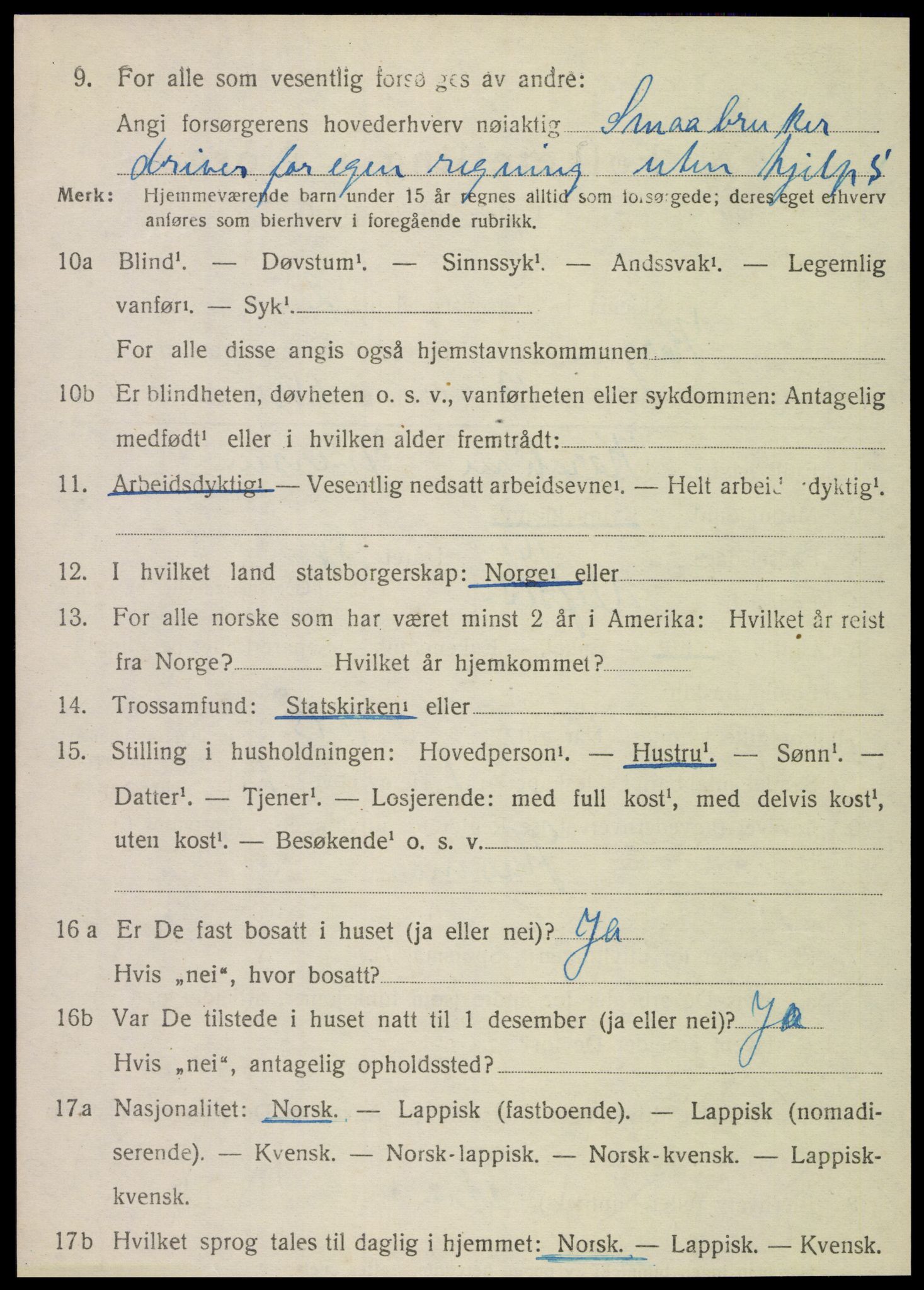 SAT, 1920 census for Korgen, 1920, p. 913