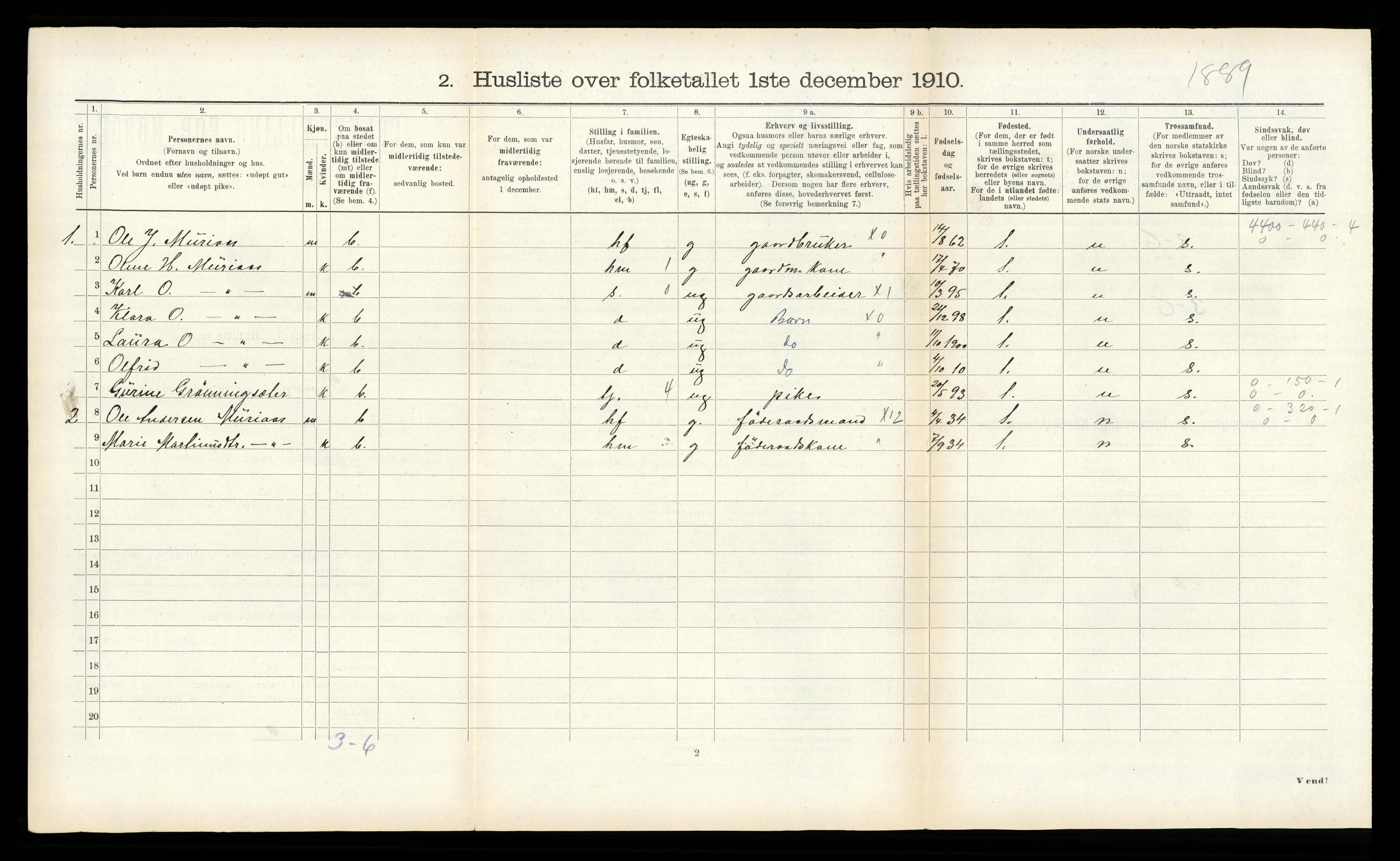 RA, 1910 census for Norddal, 1910, p. 138