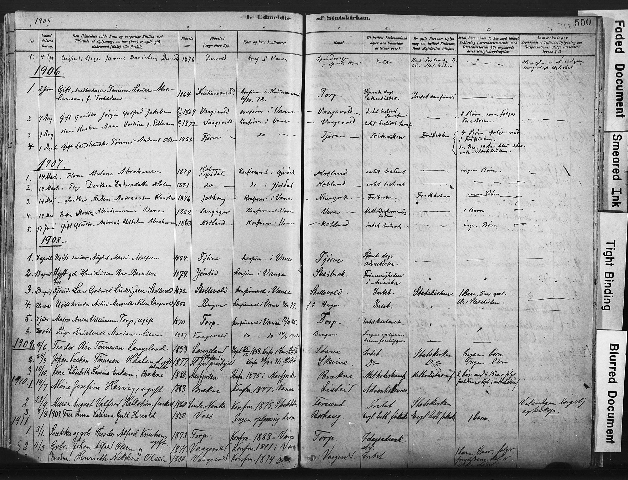 Lista sokneprestkontor, SAK/1111-0027/F/Fa/L0012: Parish register (official) no. A 12, 1879-1903, p. 550