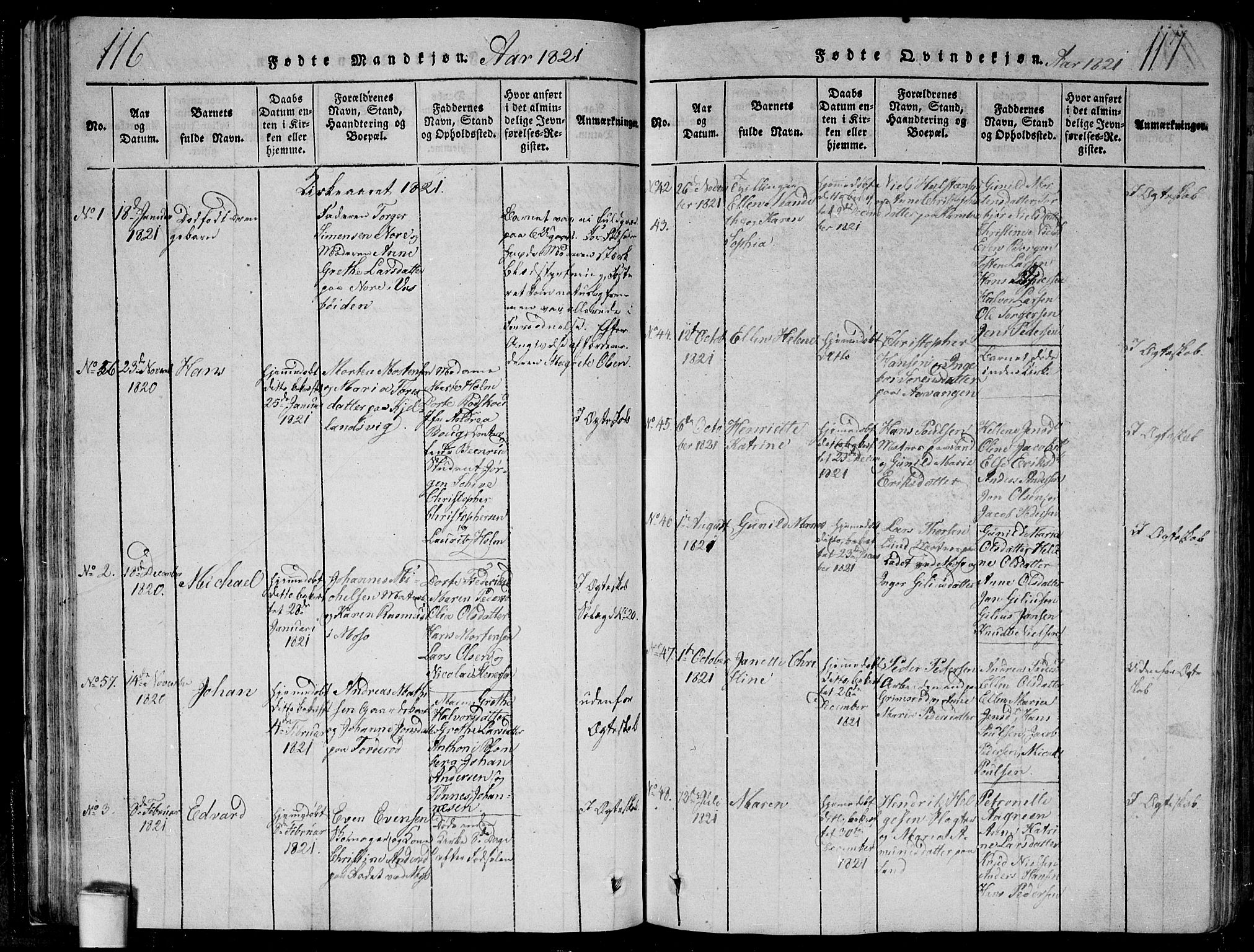 Moss prestekontor Kirkebøker, SAO/A-2003/F/Fa/L0005: Parish register (official) no. I 5, 1814-1828, p. 116-117