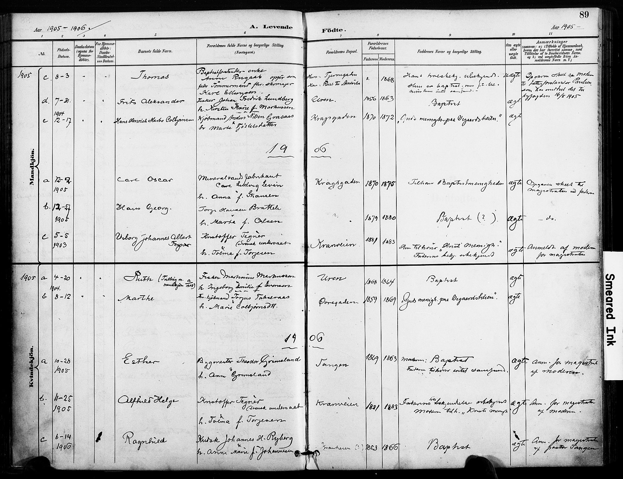 Risør sokneprestkontor, SAK/1111-0035/F/Fa/L0010: Parish register (official) no. A 10, 1896-1906, p. 89