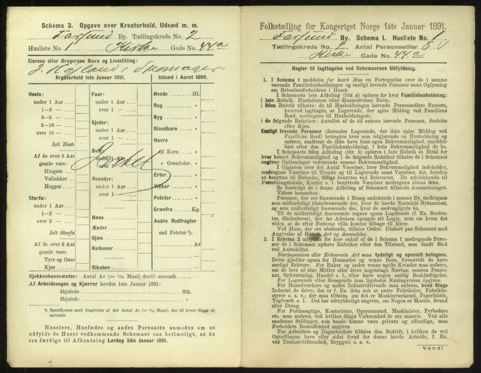 RA, 1891 census for 1003 Farsund, 1891, p. 128