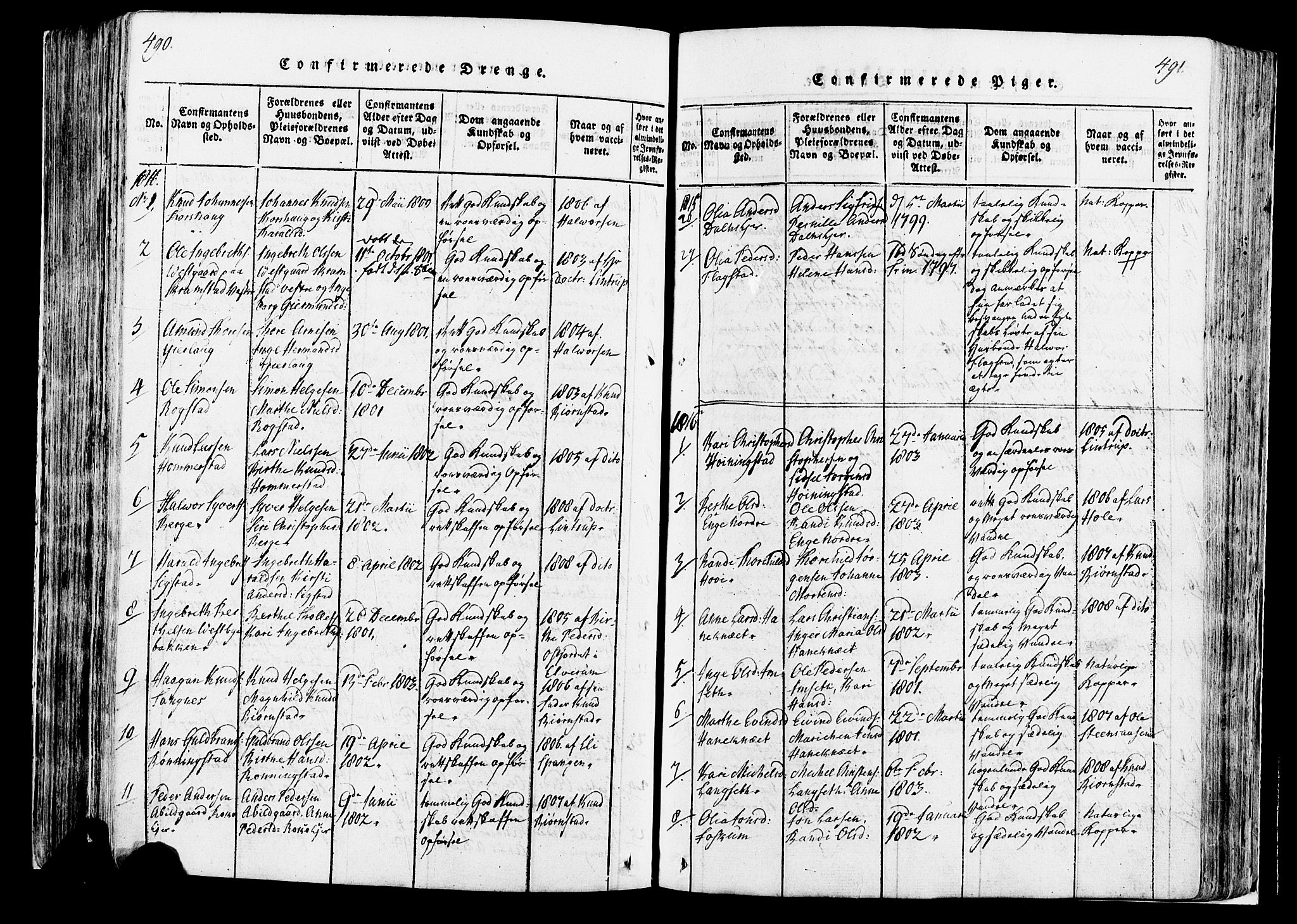 Løten prestekontor, AV/SAH-PREST-022/K/Ka/L0005: Parish register (official) no. 5, 1814-1832, p. 490-491