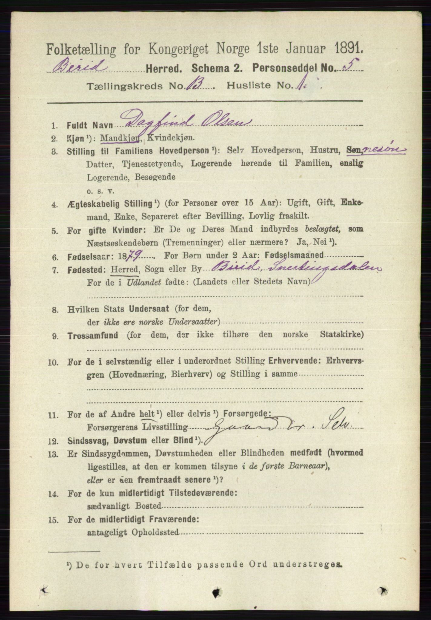 RA, 1891 census for 0525 Biri, 1891, p. 5315