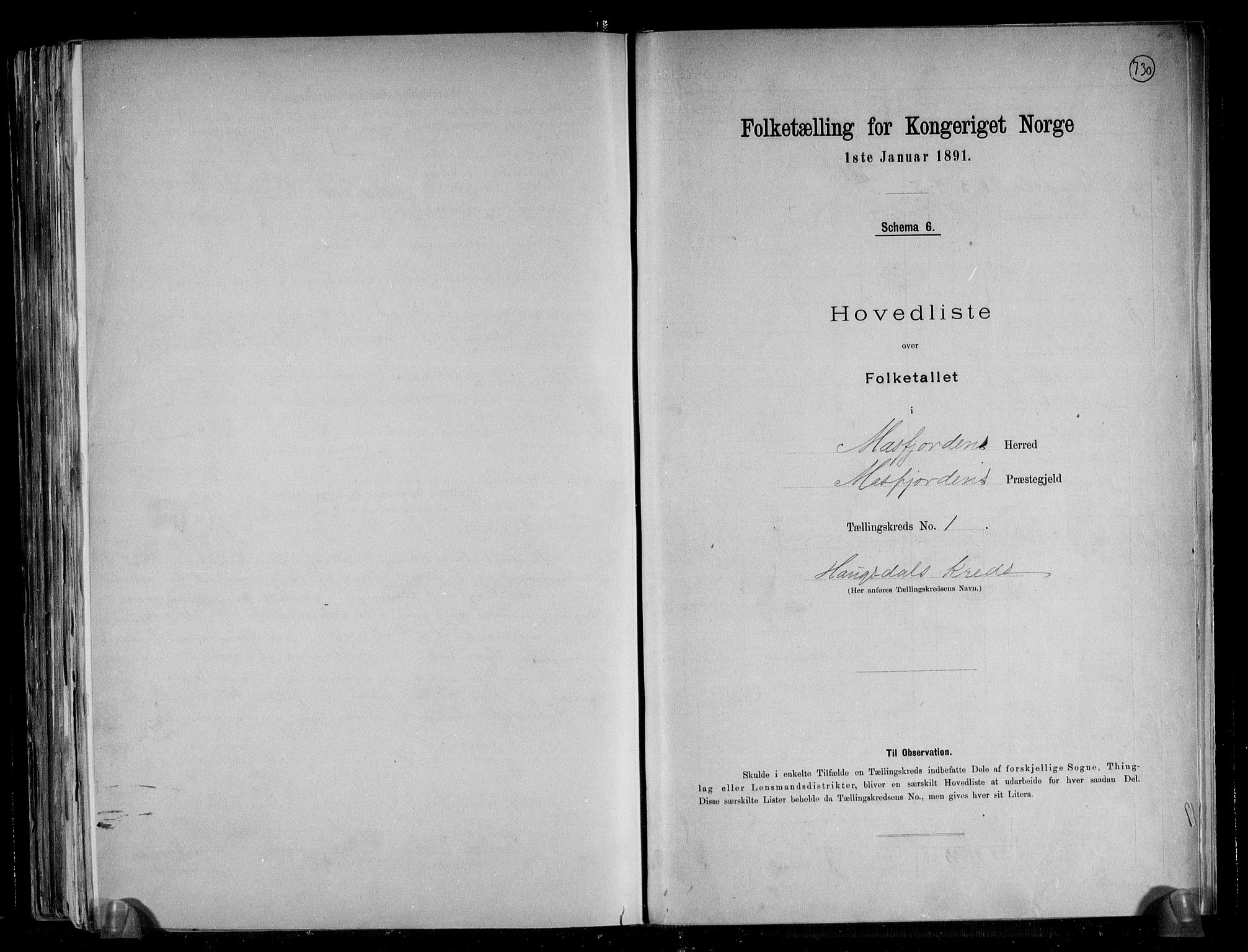 RA, 1891 census for 1266 Masfjorden, 1891, p. 5