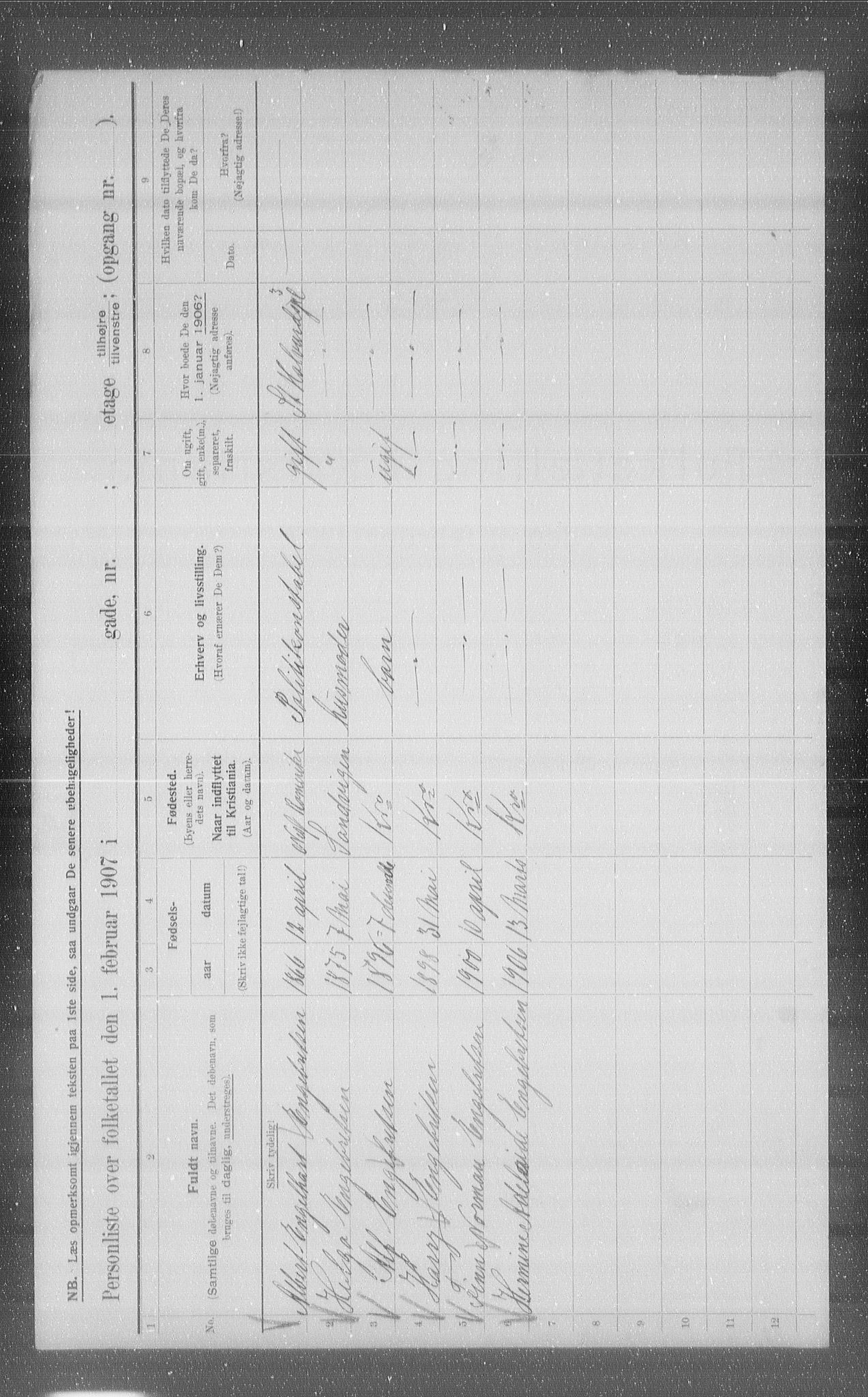 OBA, Municipal Census 1907 for Kristiania, 1907, p. 44993