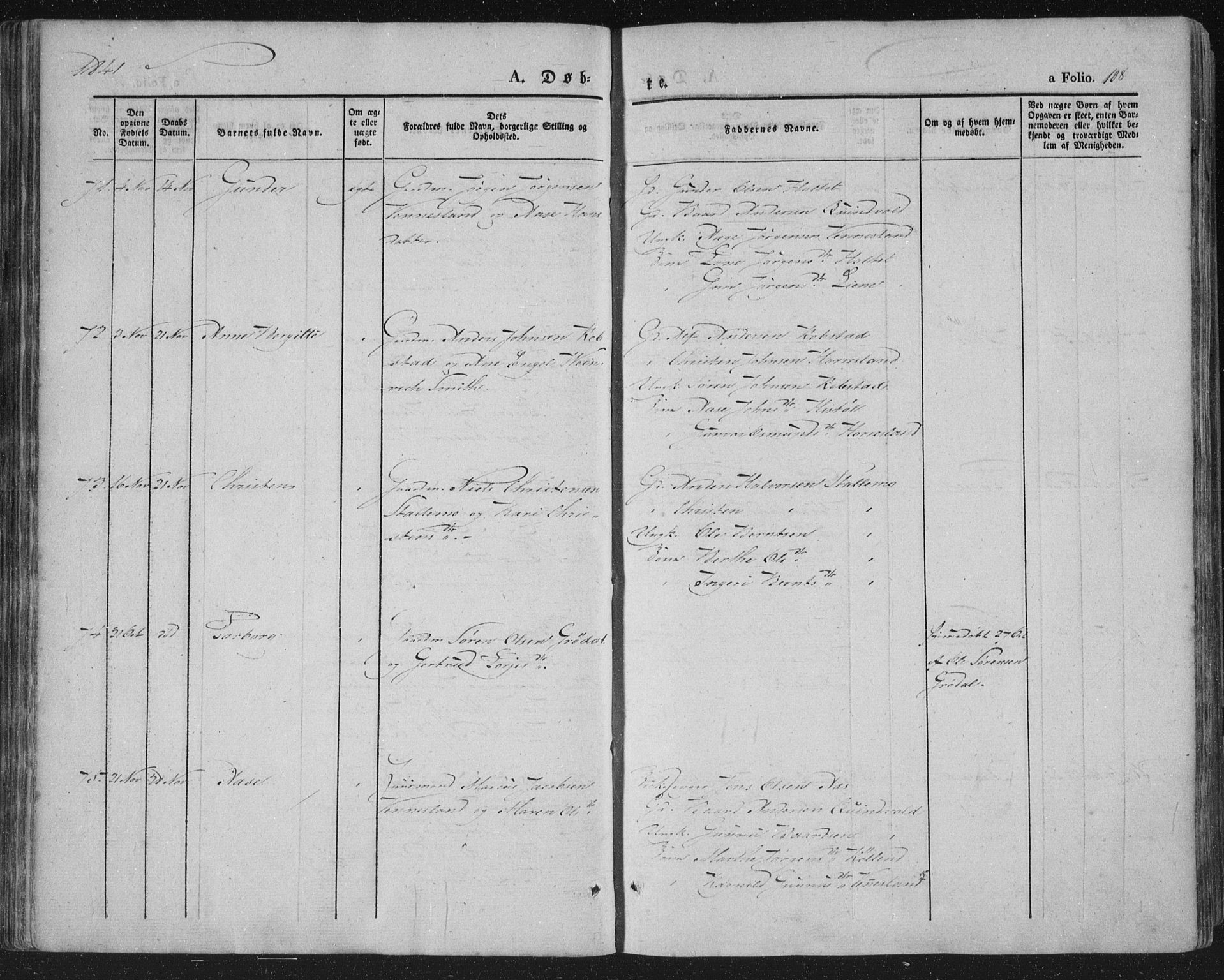 Vennesla sokneprestkontor, AV/SAK-1111-0045/Fa/Fac/L0004: Parish register (official) no. A 4, 1834-1855, p. 108