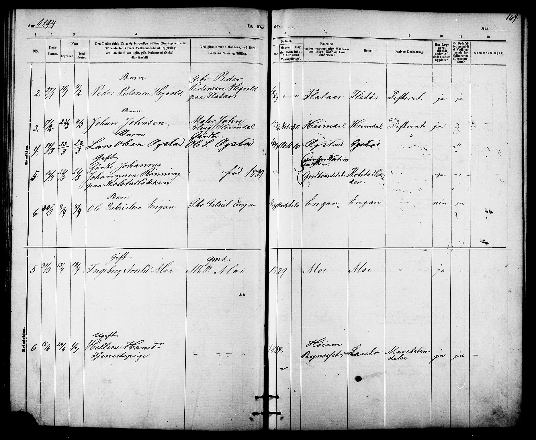 Ministerialprotokoller, klokkerbøker og fødselsregistre - Sør-Trøndelag, SAT/A-1456/613/L0395: Parish register (copy) no. 613C03, 1887-1909, p. 169
