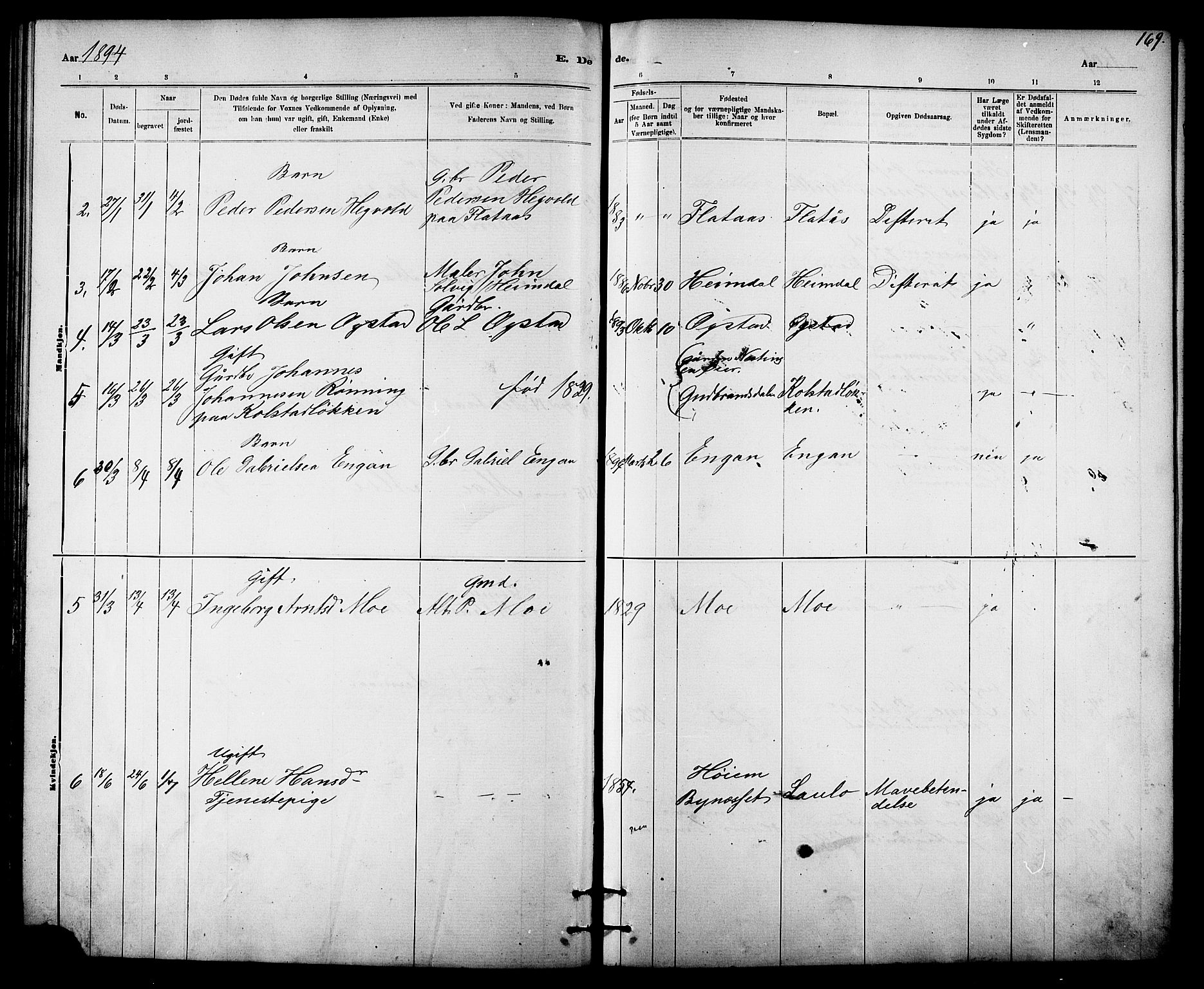 Ministerialprotokoller, klokkerbøker og fødselsregistre - Sør-Trøndelag, AV/SAT-A-1456/613/L0395: Parish register (copy) no. 613C03, 1887-1909, p. 169