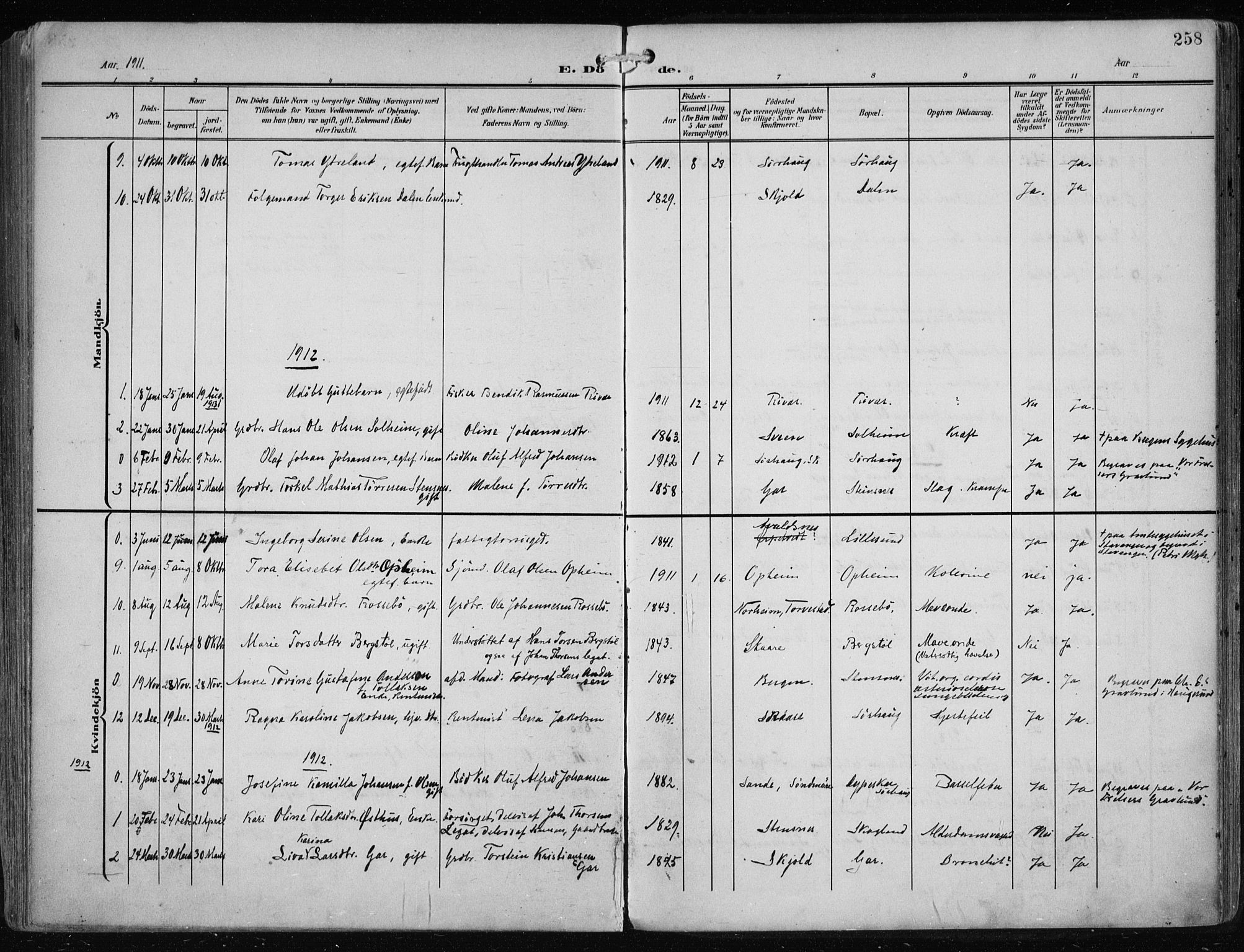 Haugesund sokneprestkontor, SAST/A -101863/H/Ha/Haa/L0010: Parish register (official) no. A 10, 1909-1935, p. 258